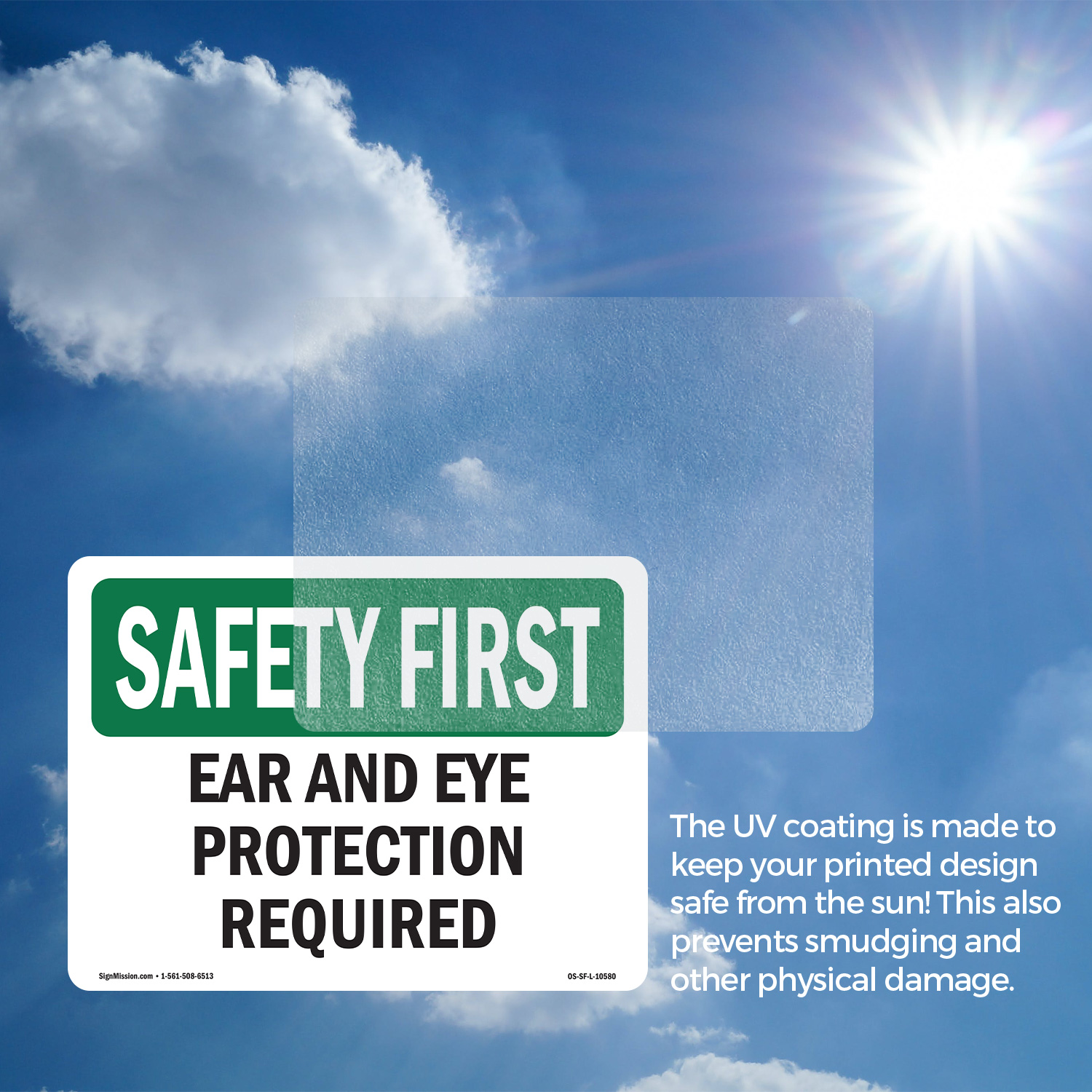 Ear And Eye Protection Required OSHA SAFETY FIRST Sign Or Decal - 5 or 10 Pack - Picture 16 of 43