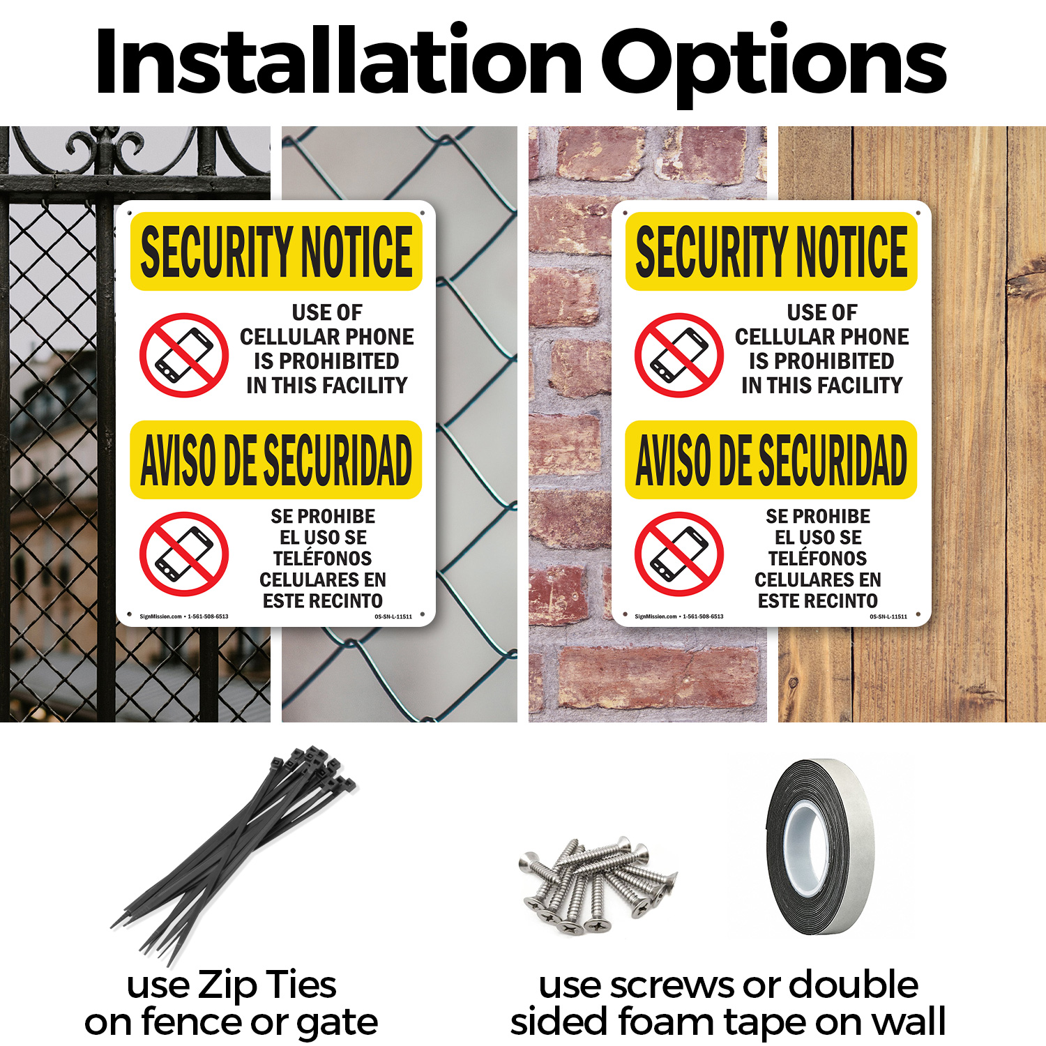 Cellular Phone Prohibited Bilingual OSHA Security Notice Sign, Decal 5/10 Pack - Picture 9 of 68