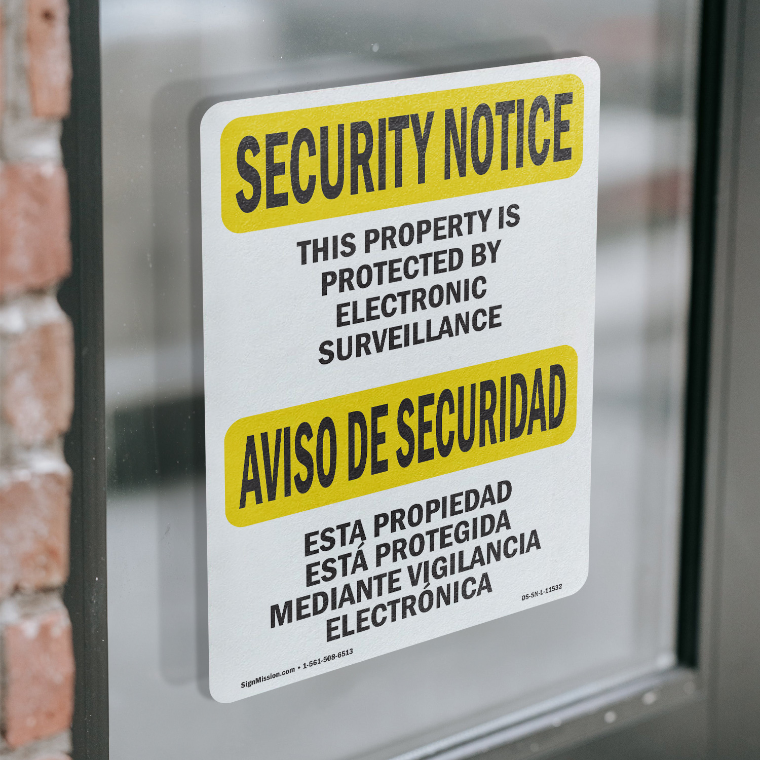 Señal de aviso de seguridad bilingüe de vigilancia electrónica OSHA, paquete de 5 o 10 calcomanías - Imagen 15 de 43