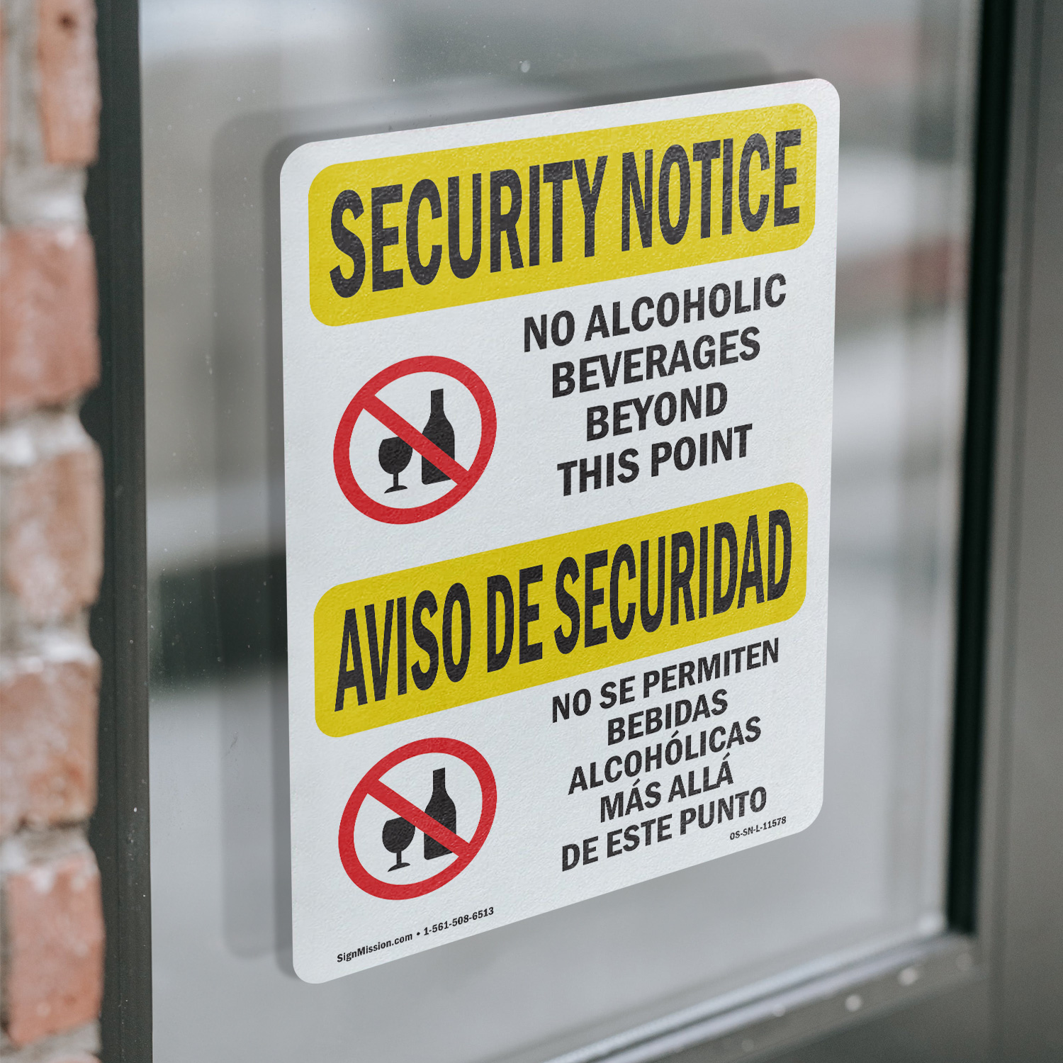 No Alcoholic Beverages Bilingual OSHA Security Notice Sign, Decal 5 or 10 Pack - Picture 15 of 43