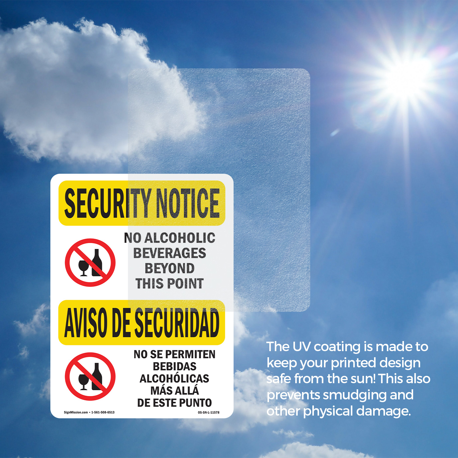 No Alcoholic Beverages Bilingual OSHA Security Notice Sign, Decal 5 or 10 Pack - Picture 16 of 43