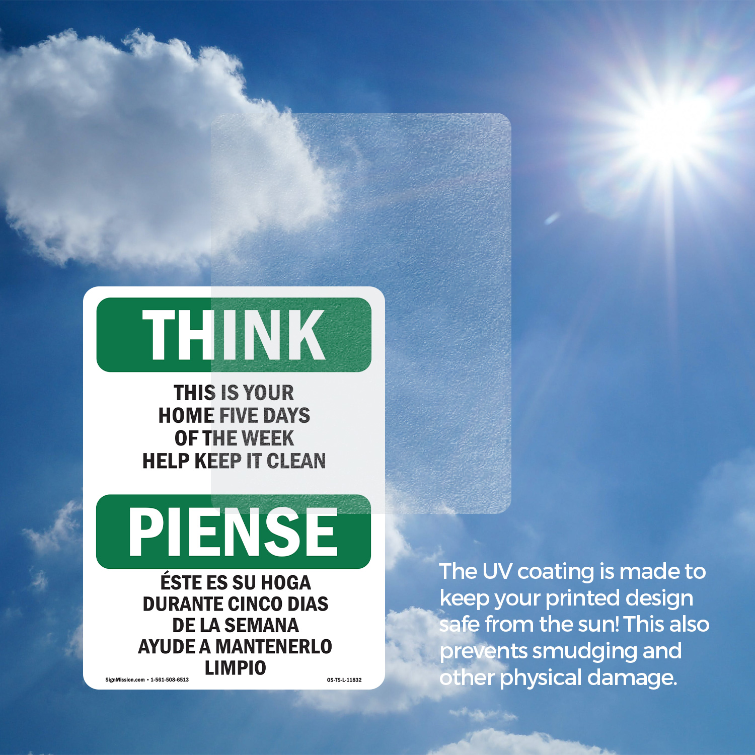 Home Five Days Help Keep It Clean Bilingual OSHA Think Sign, Decal 5 or 10 Pack - Picture 16 of 43