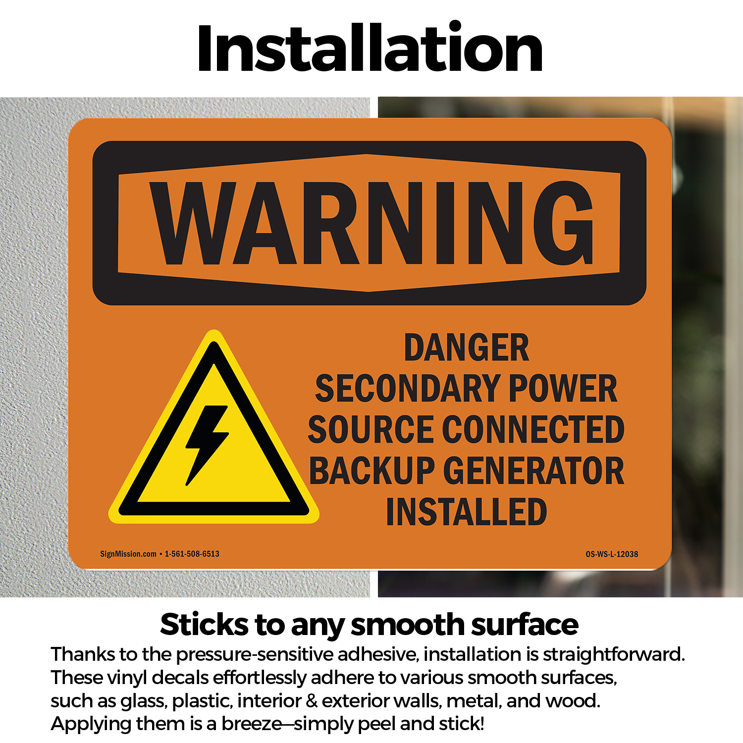 Danger Secondary Power Source With Symbol OSHA WARNING Sign, Decal 5 or 10 Pack - Picture 12 of 52