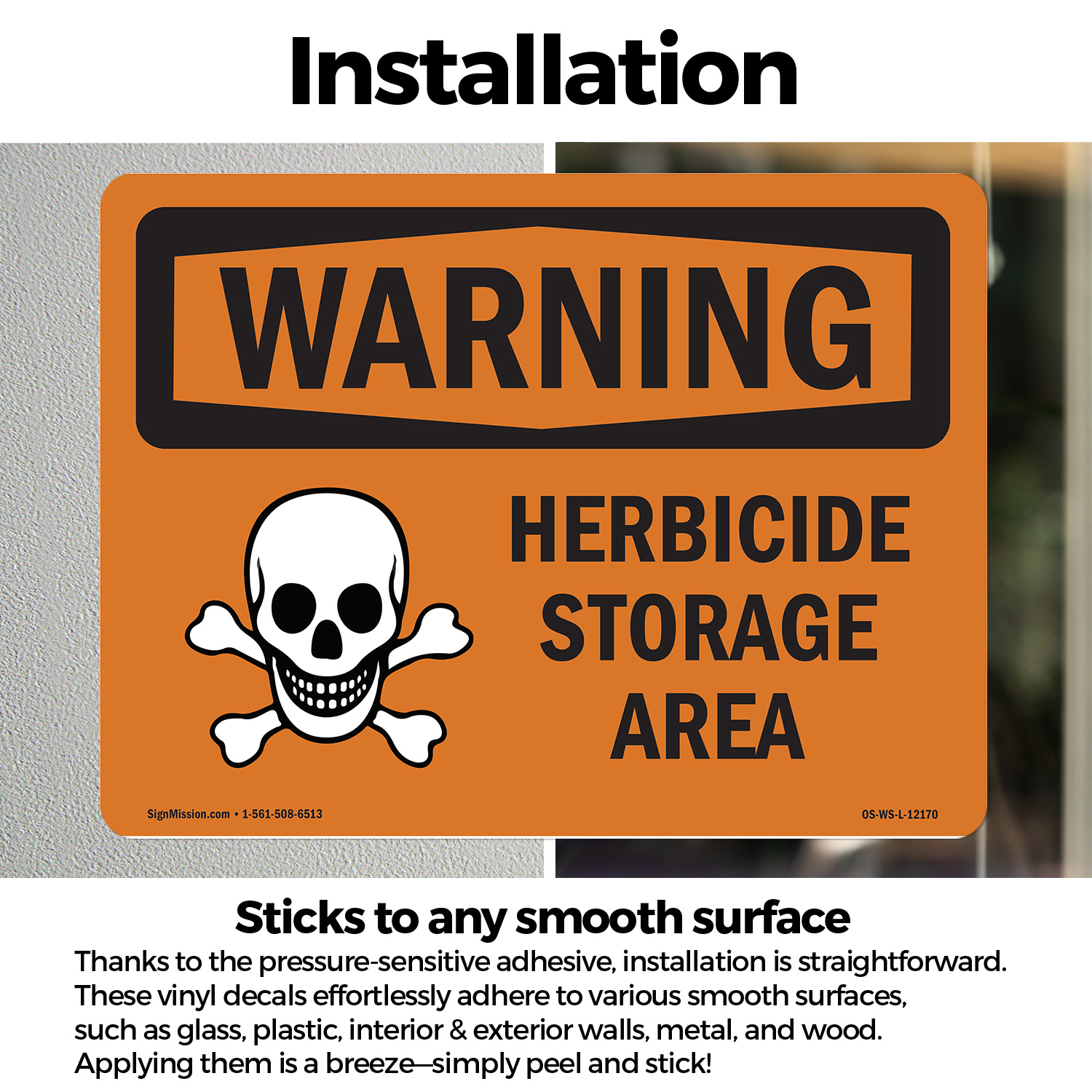 Área de almacenamiento de herbicidas OSHA ADVERTENCIA señal metal, plástico o calcomanía - paquete de 5 o 10 - Imagen 14 de 43