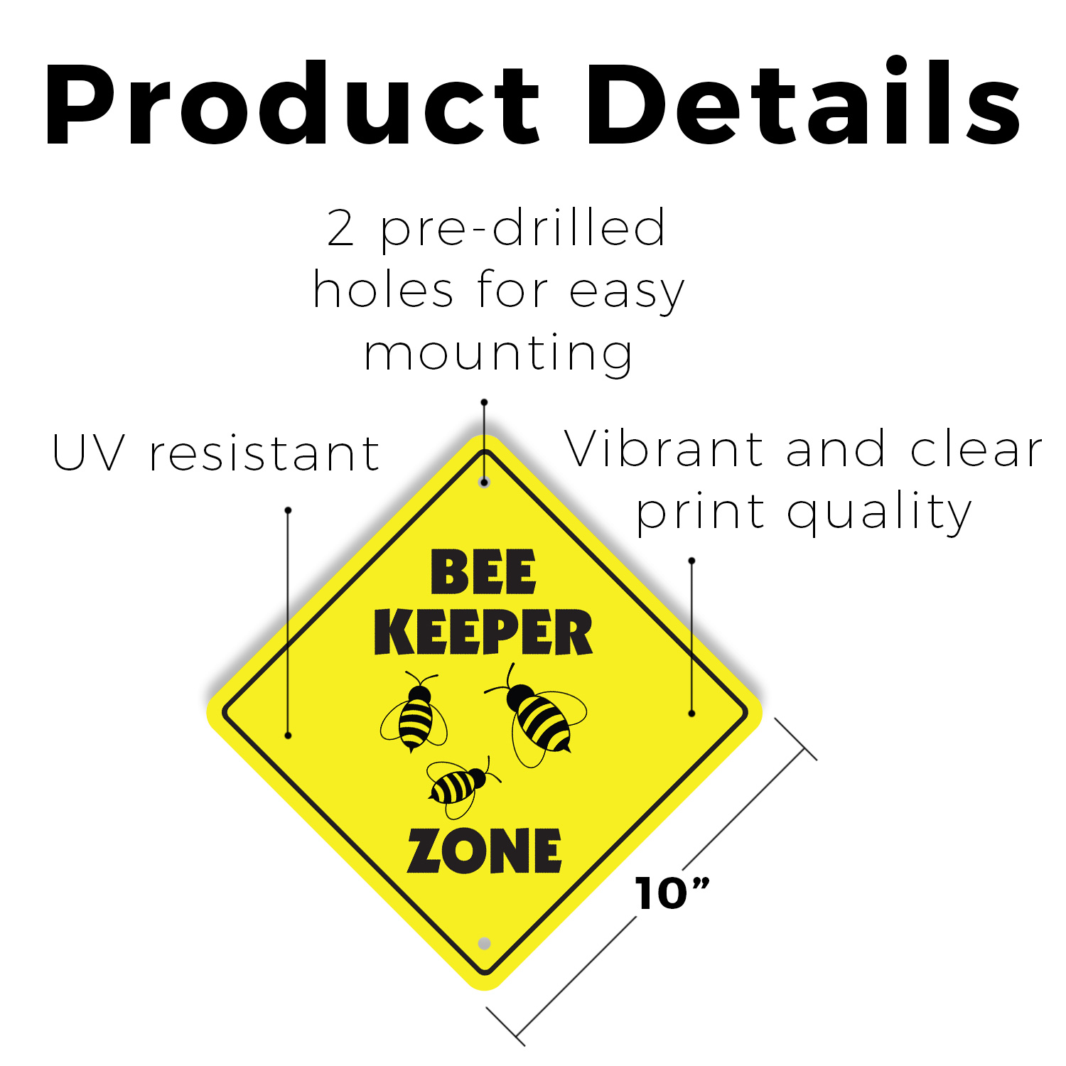 Letrero de calle de plástico Bee Keeper (paquete de 3) advertencia de cruce de colección rústico cuidado - Imagen 11 de 12