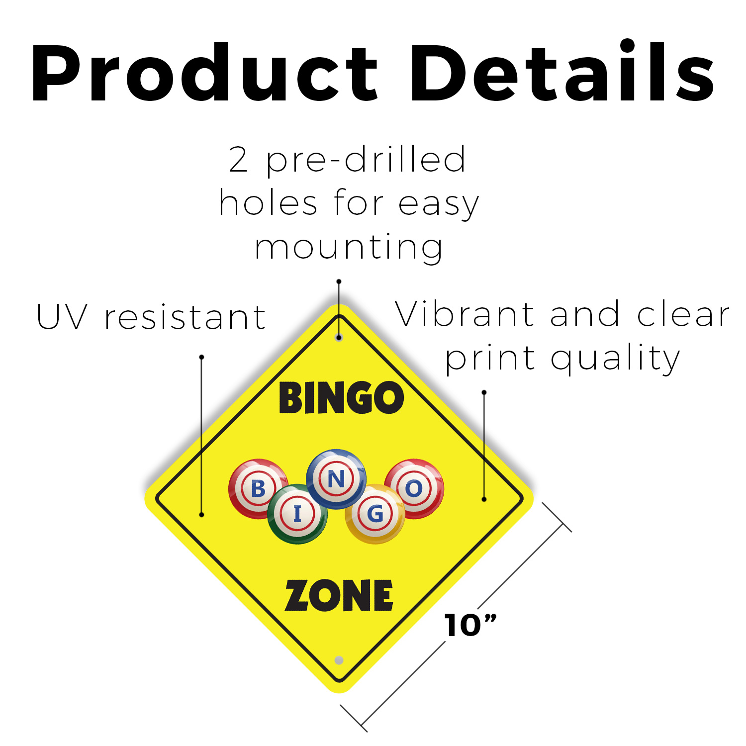 Bingo (3er Pack) Kunststoff Straßenschild Kreuzung Warnung Vintage rustikal Vorsicht - Bild 11 von 12