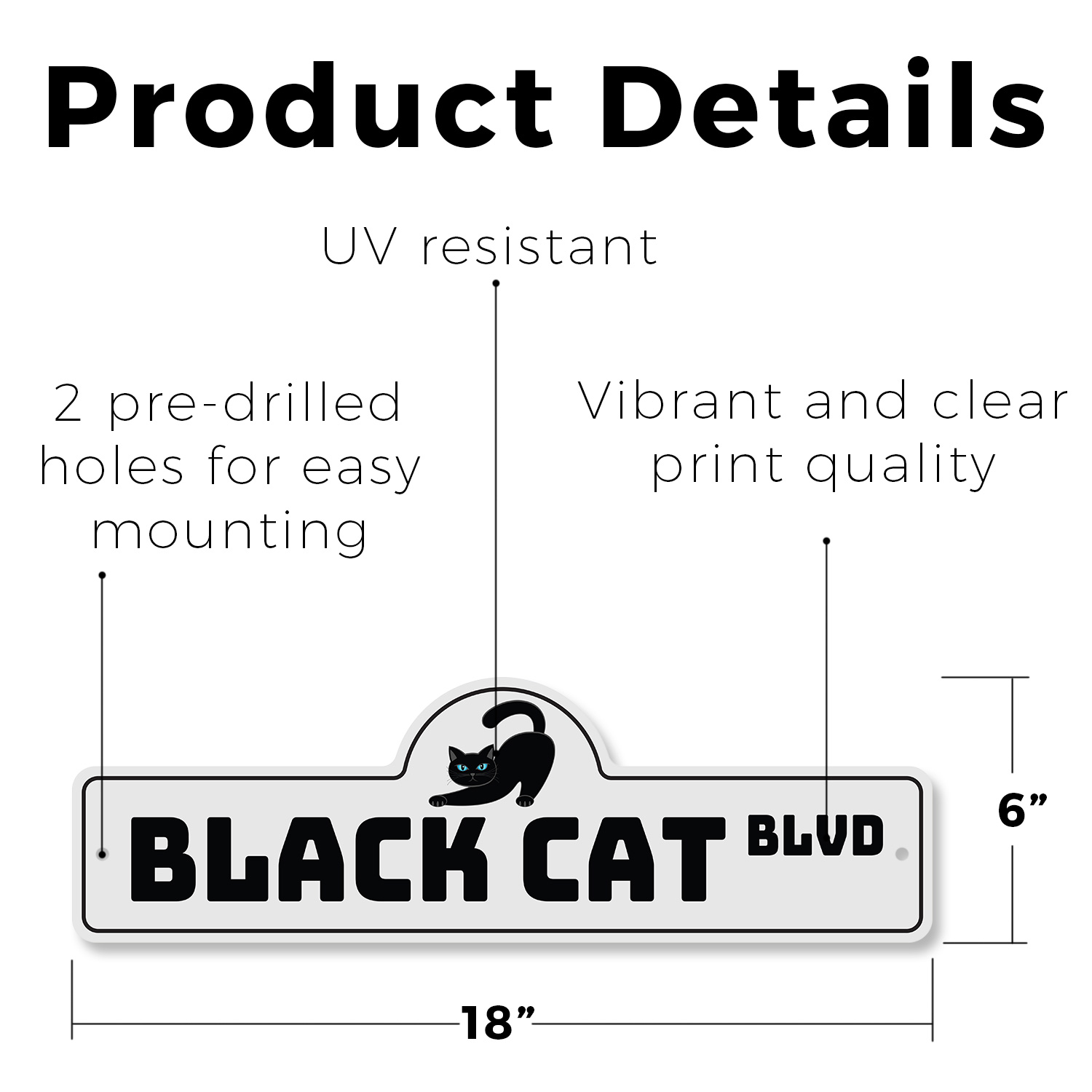 Black Cat (3 Pack) Plastic Street Sign Crossing Warning Vintage