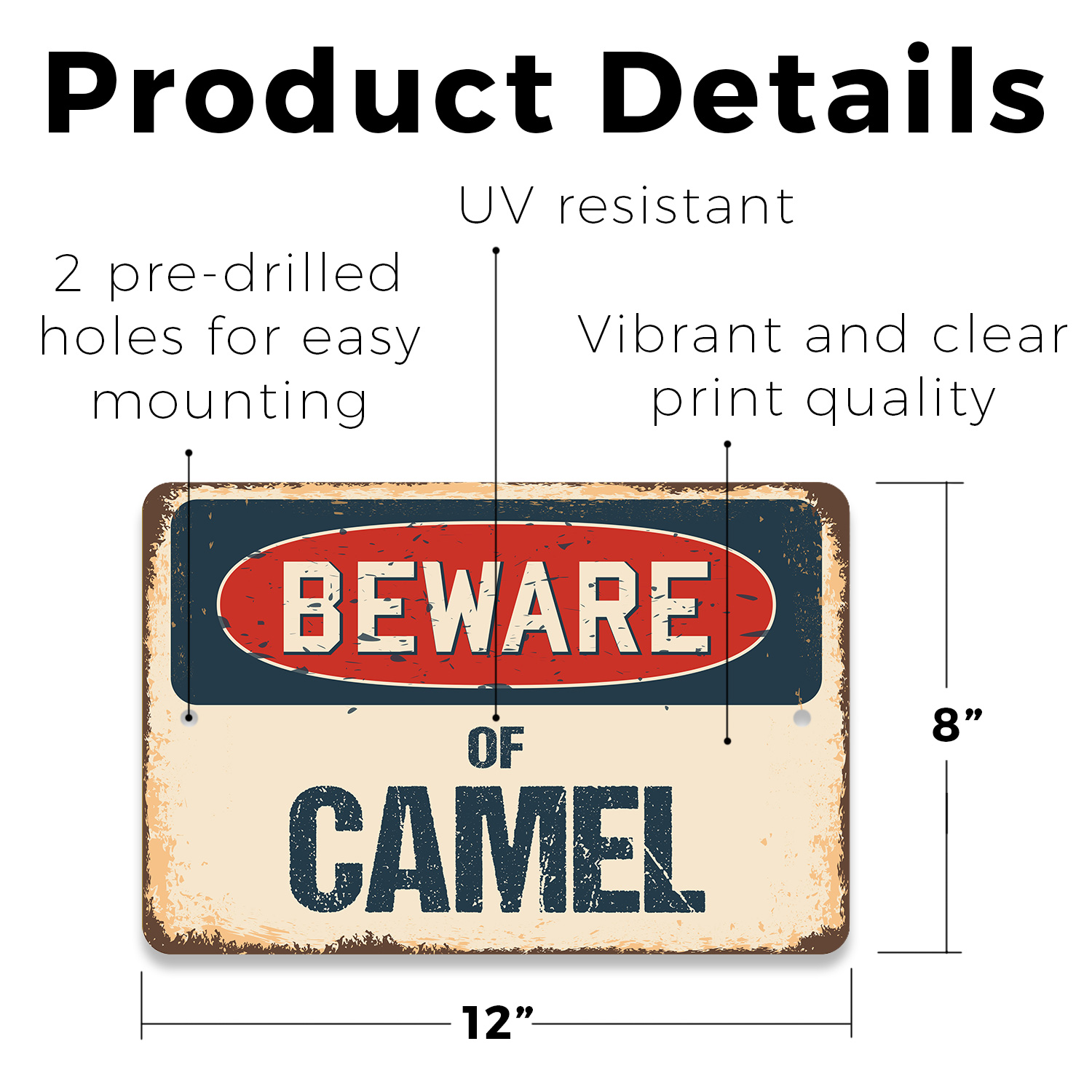 Cammello (Confezione da 3) Plastica Cartello Stradale Avviso Attraversamento Vintage Rustico Attenzione - Foto 12 di 12