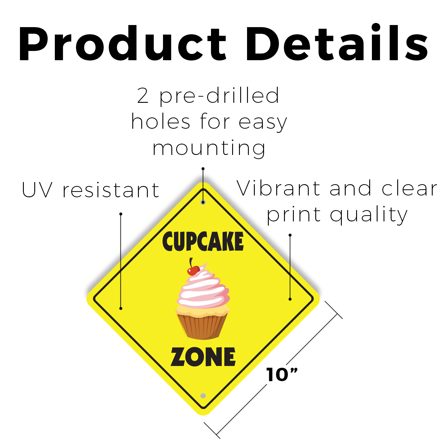 Cupcake (3er Pack) Kunststoff Straßenschild Kreuzung Warnung Vintage rustikal Vorsicht - Bild 11 von 12