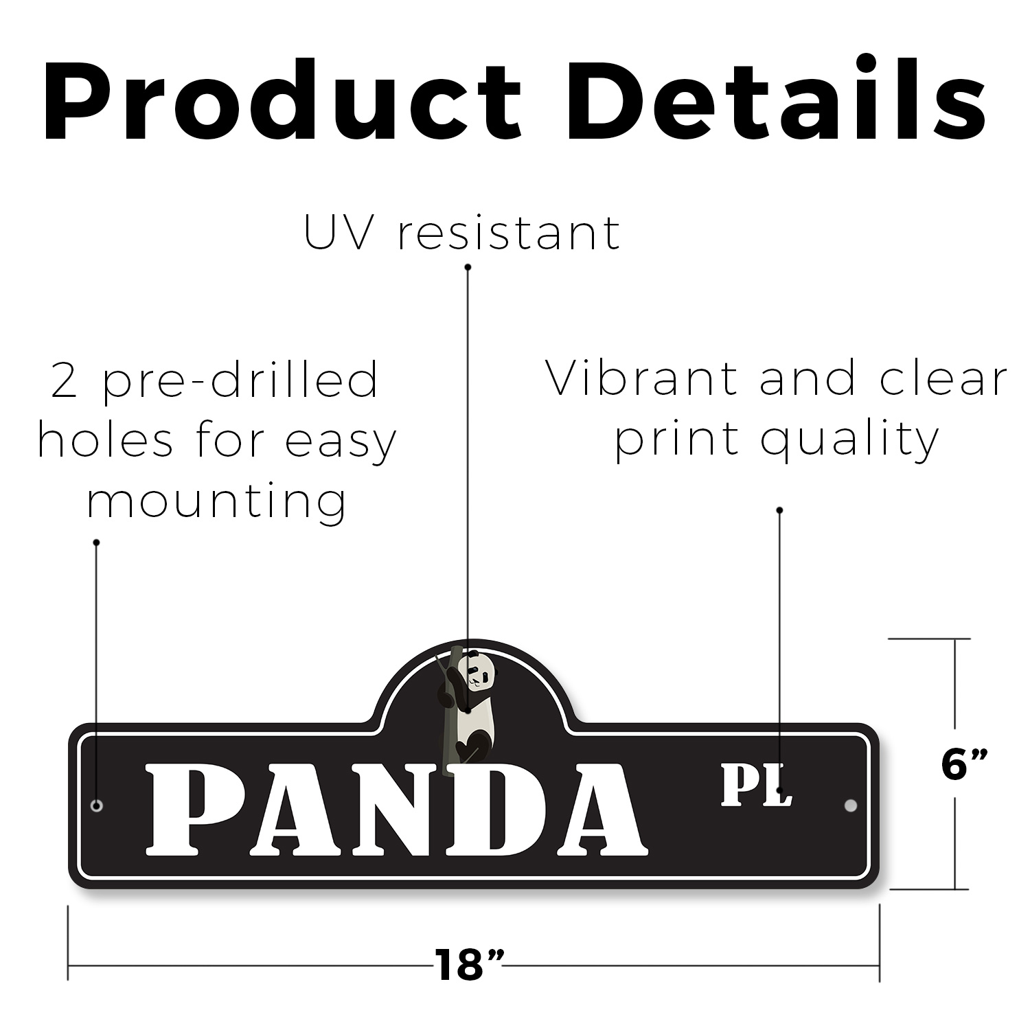 Panda (3 Pack) Plastic Street Sign Crossing Warning Vintage Rustic