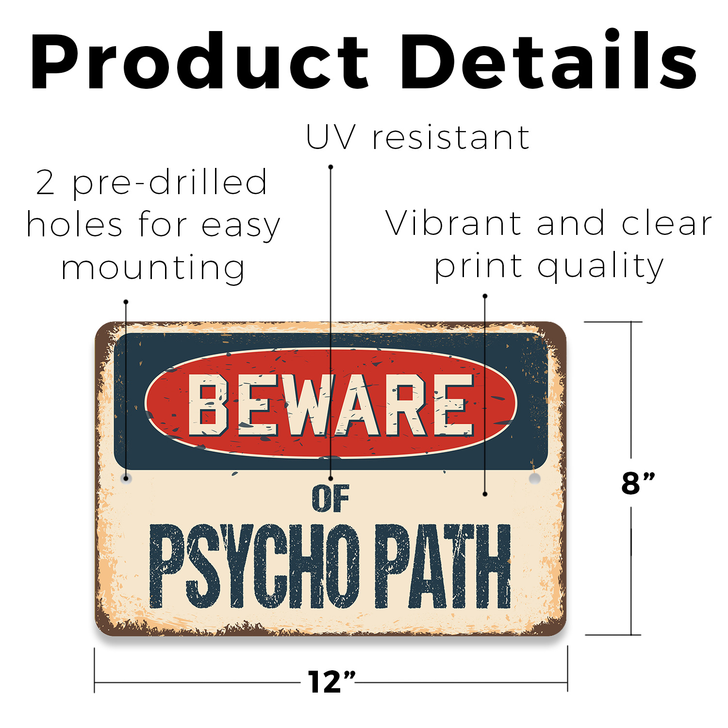 Psycho Path (3 Pack) Plastic Street Sign Crossing Warning Vintage Rustic Beware - Bild 4 von 12