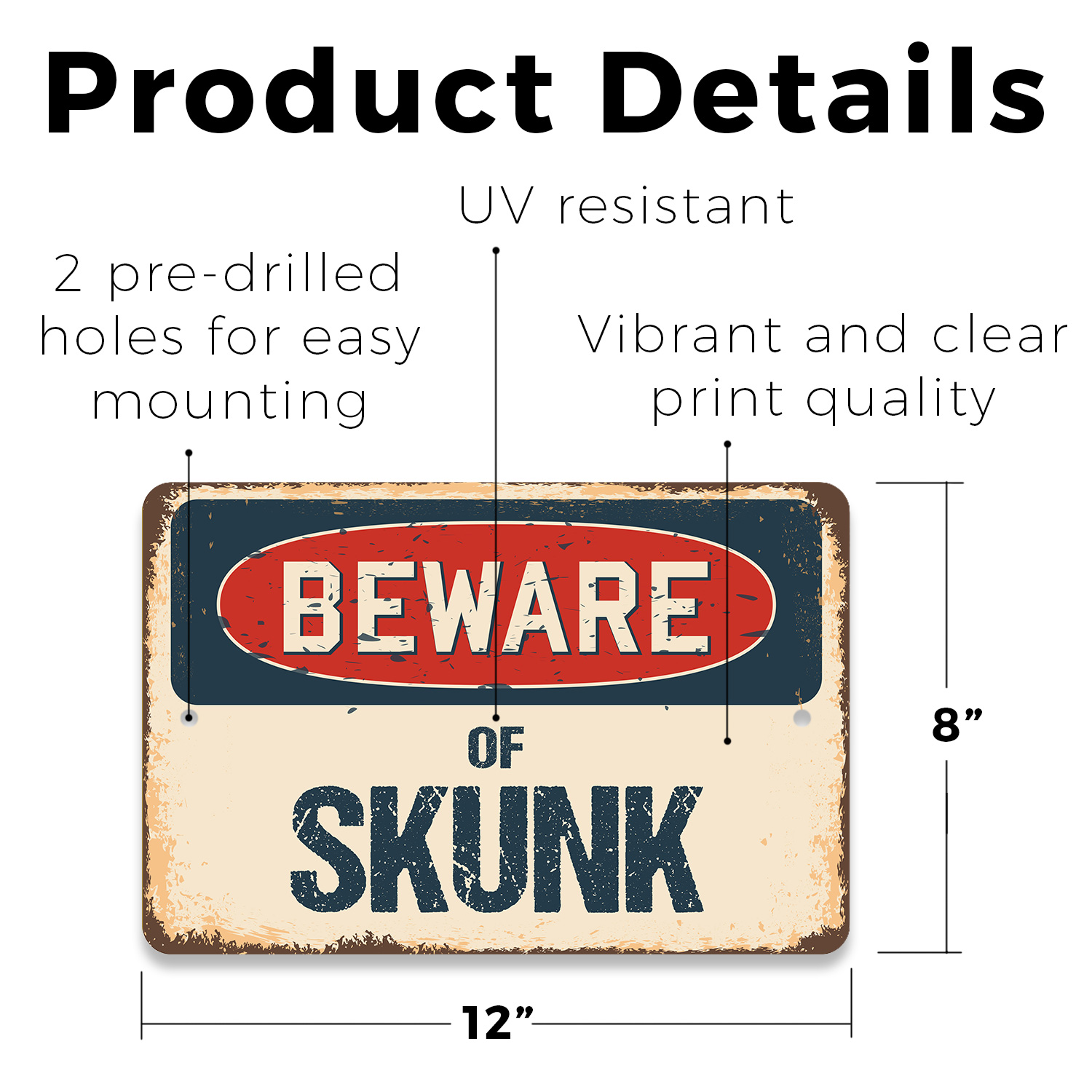 Skunk (3 Pack) Plastic Street Sign Crossing Warning Vintage Rustic Beware - Picture 12 of 12