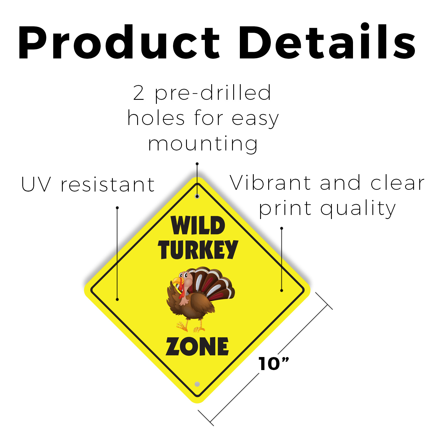 Wild Turkey (3 Pack) Plastic Street Sign Crossing Warning Vintage