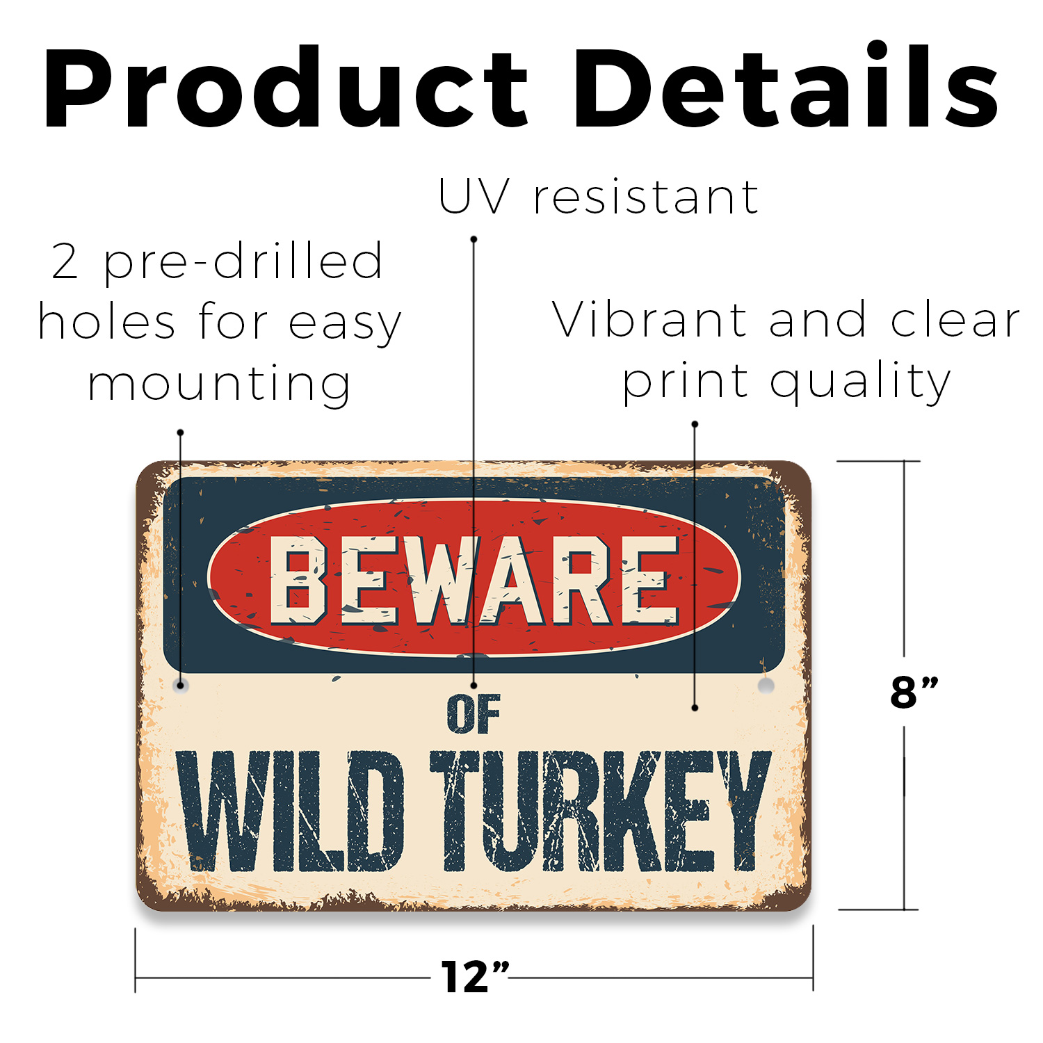 Wild Turkey (3 Pack) Plastic Street Sign Crossing Warning Vintage
