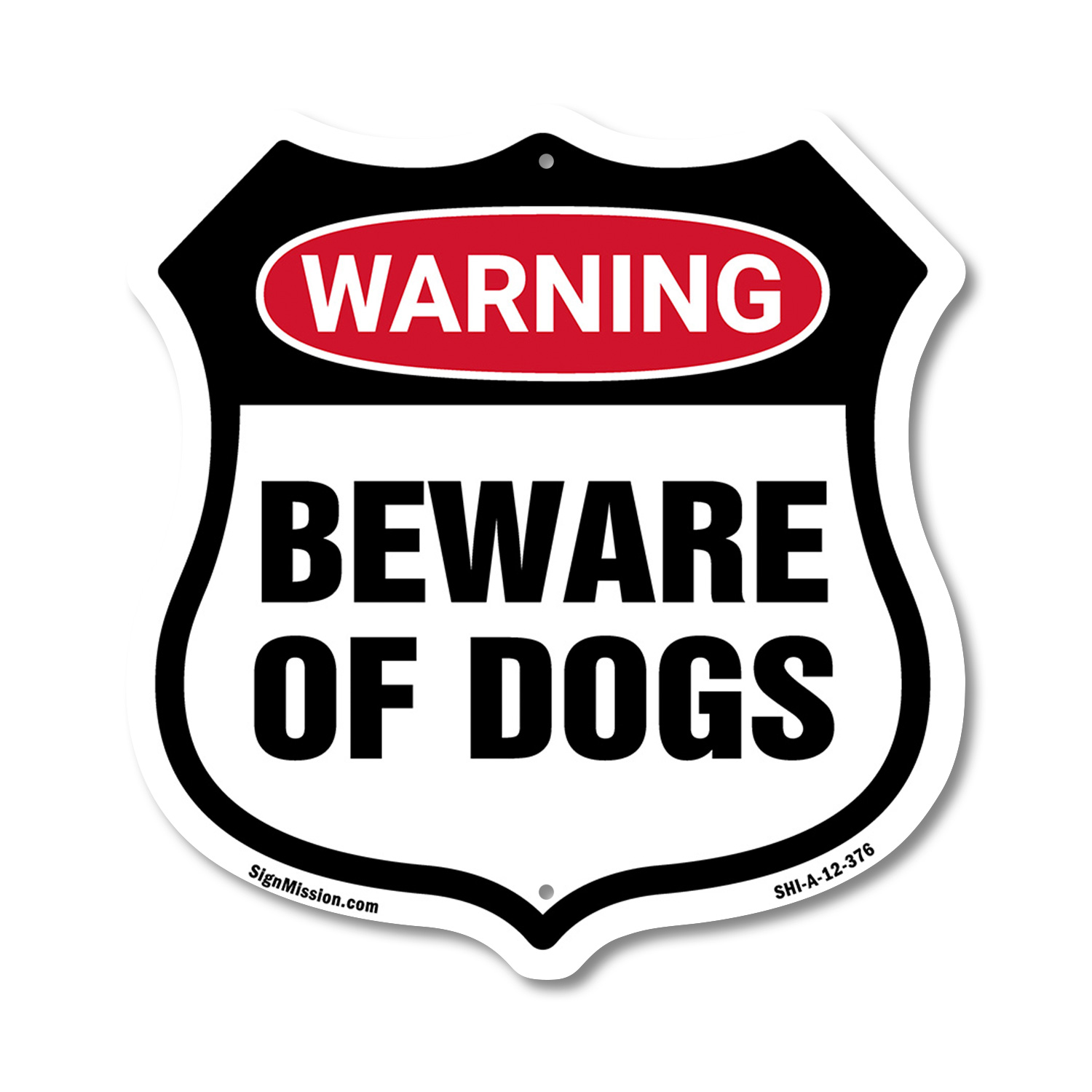 Dog Warning Shield Sign Beware Of Dogs Shield Shaped Sign Weather Resistant - Picture 32 of 37