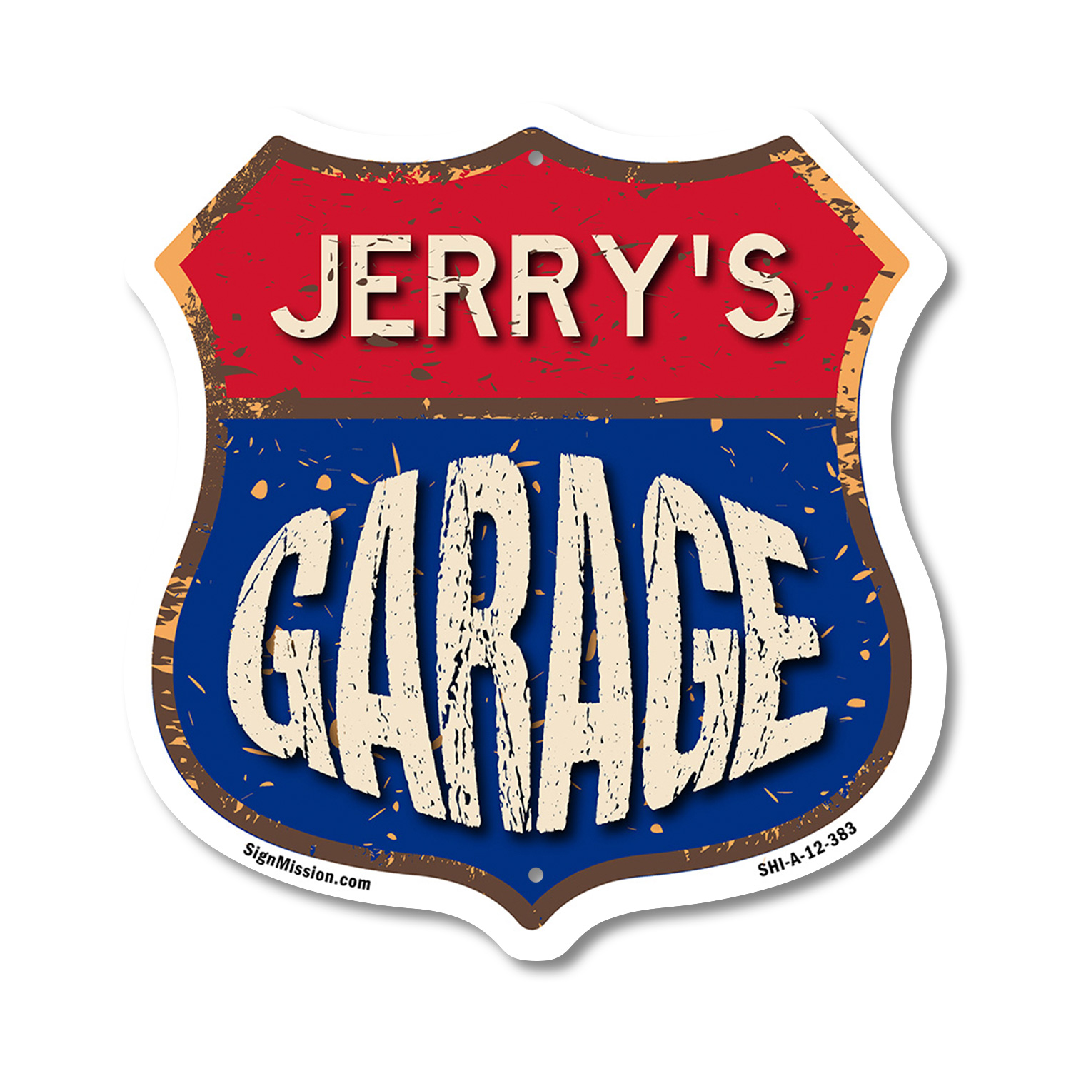 Jerry's Garage Shield Shaped Sign Weather Resistant Crafted in the USA - Picture 34 of 41
