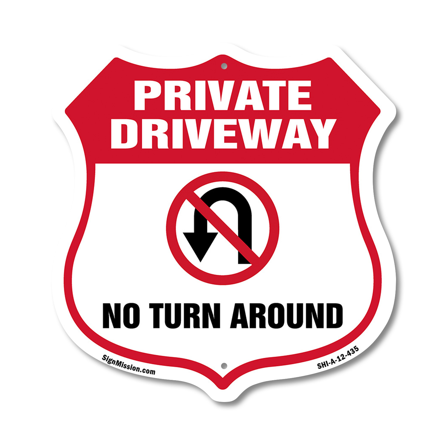 Private Driveway Shield Sign No Turn Around Shield Shaped Sign Weather Resistant - Picture 34 of 41