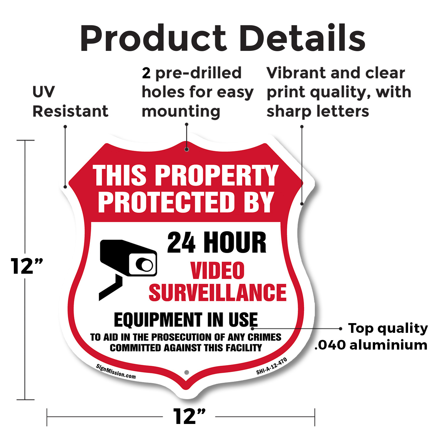 Video Surveillance Shield Sign This Property Protected By 24 Shield Shaped Sign - Picture 35 of 41