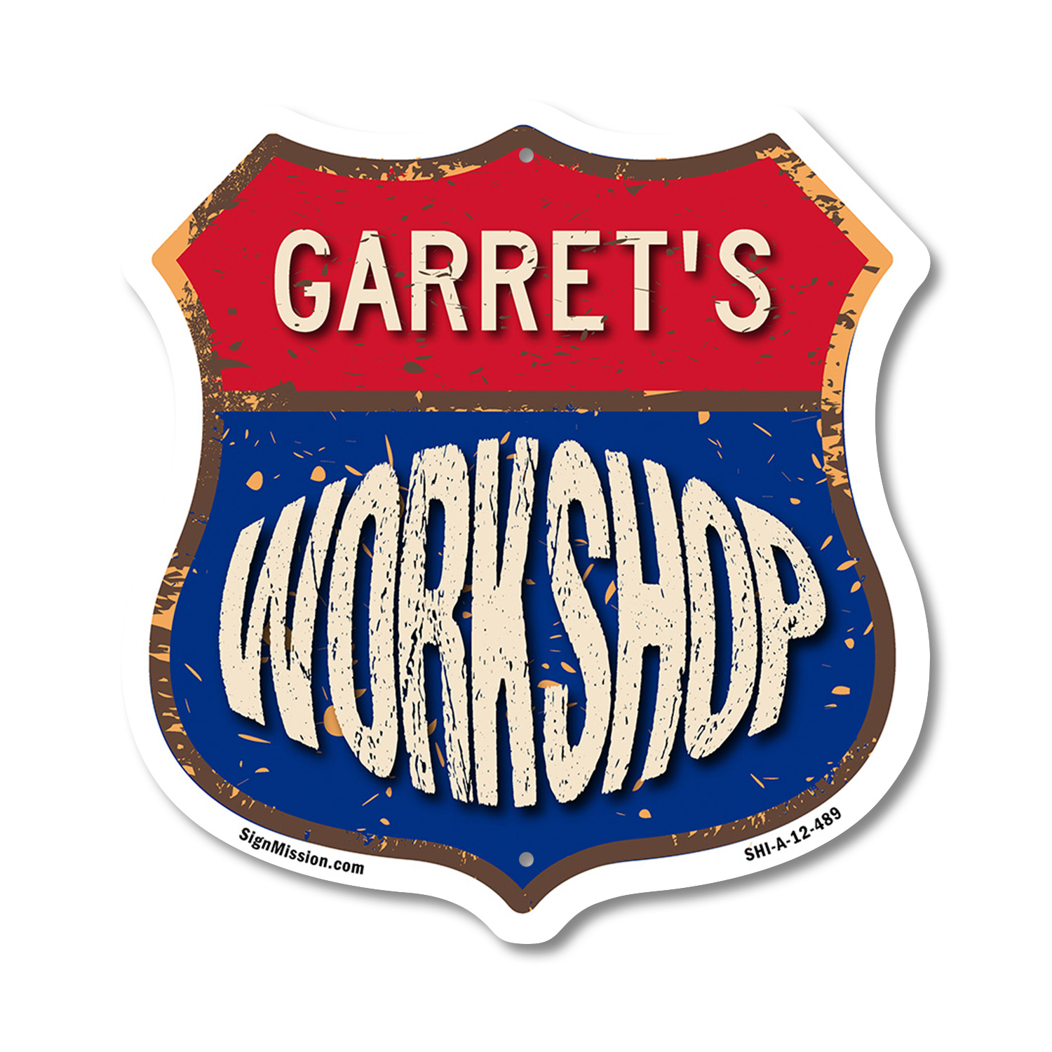 Garret's Workshop Shield Shaped Sign Weather Resistant Crafted in the USA - Picture 34 of 41