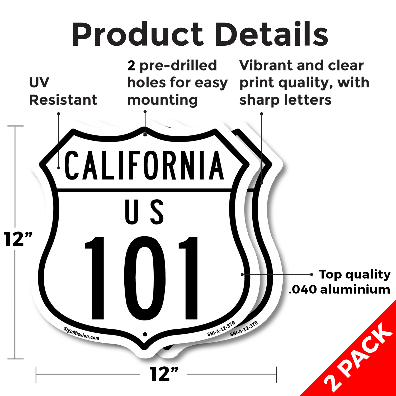 California Route Marker Shield Sign Us 101 Shield Shaped Sign Weather Resistant - Picture 37 of 41
