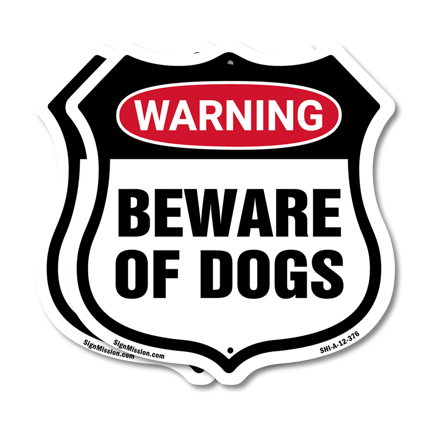 Dog Warning Shield Sign Beware Of Dogs Shield Shaped Sign Weather Resistant - Picture 8 of 37