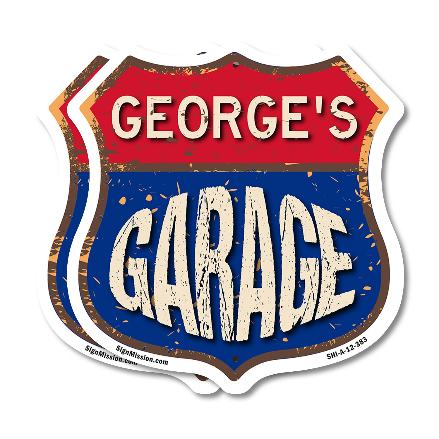 George's Garage Shield Shaped Sign Weather Resistant Crafted in the USA - Picture 56 of 61