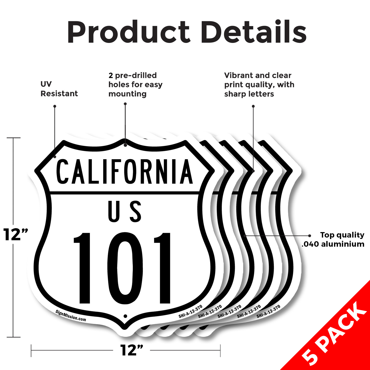 California Route Marker Shield Sign Us 101 Shield Shaped Sign Weather Resistant - Picture 39 of 41