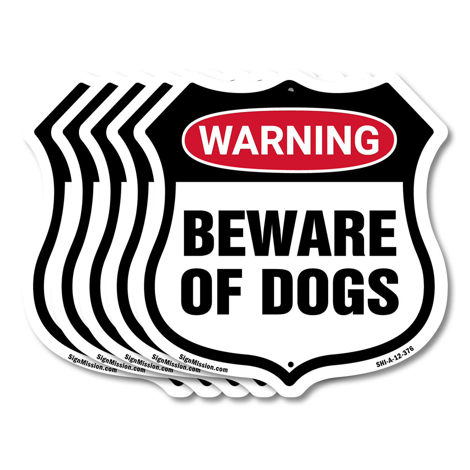 Dog Warning Shield Sign Beware Of Dogs Shield Shaped Sign Weather Resistant - Picture 18 of 37
