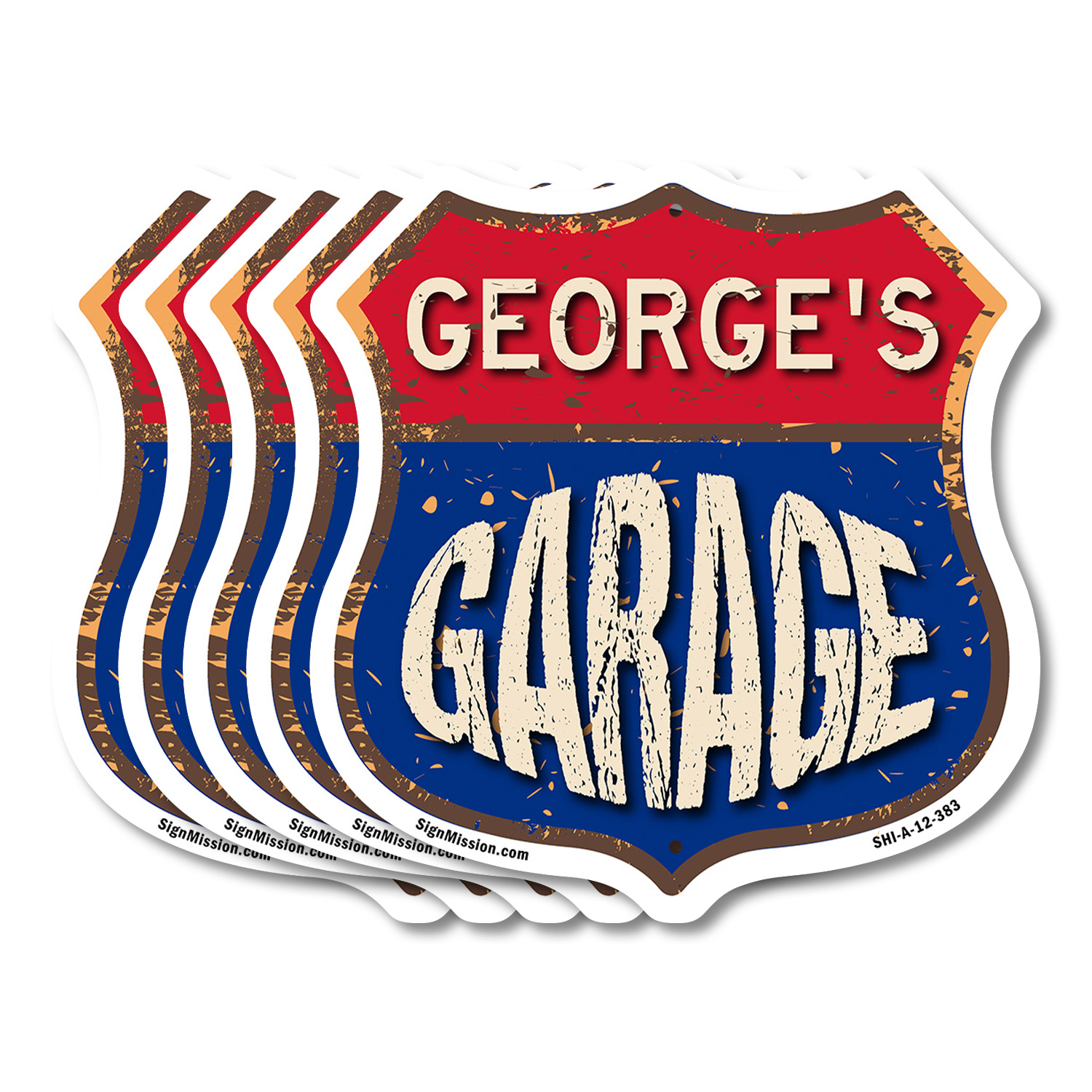 George's Garage Shield Shaped Sign Weather Resistant Crafted in the USA - Picture 58 of 61