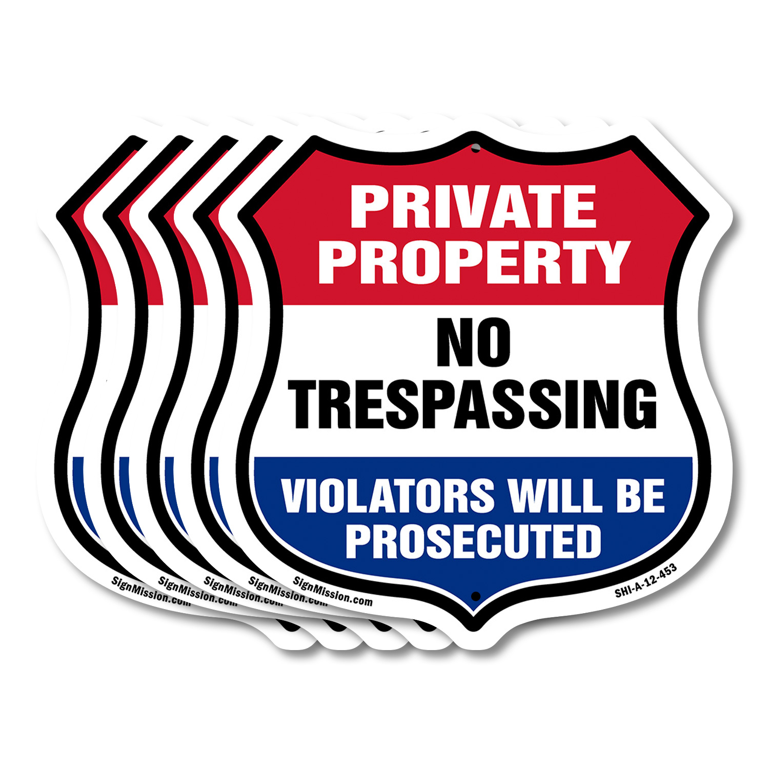 Private Property Shield Sign No Trespassing Violators Will B Shield Shaped Sign - Picture 38 of 41