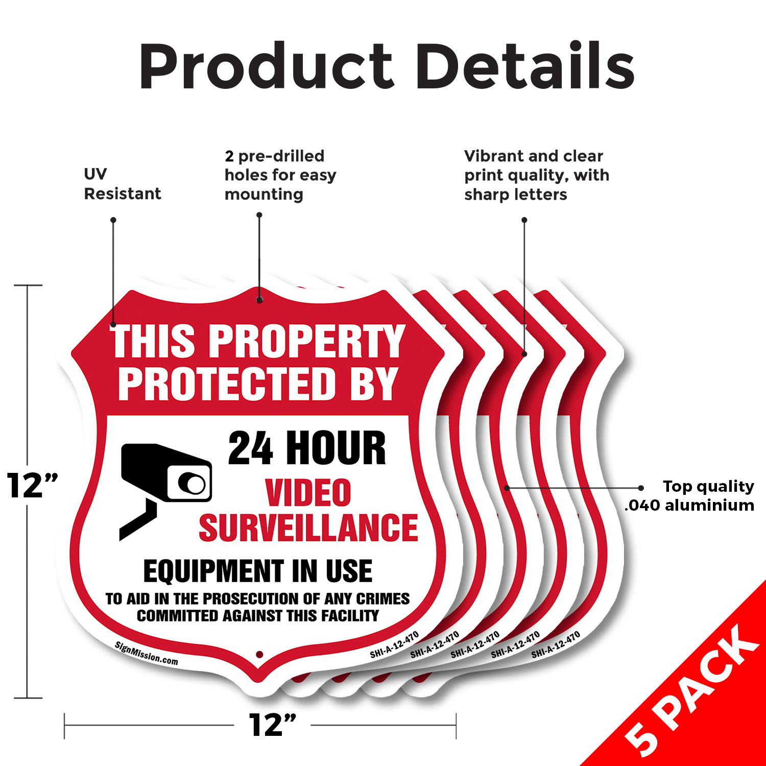 Video Surveillance Shield Sign This Property Protected By 24 Shield Shaped Sign - Picture 39 of 41