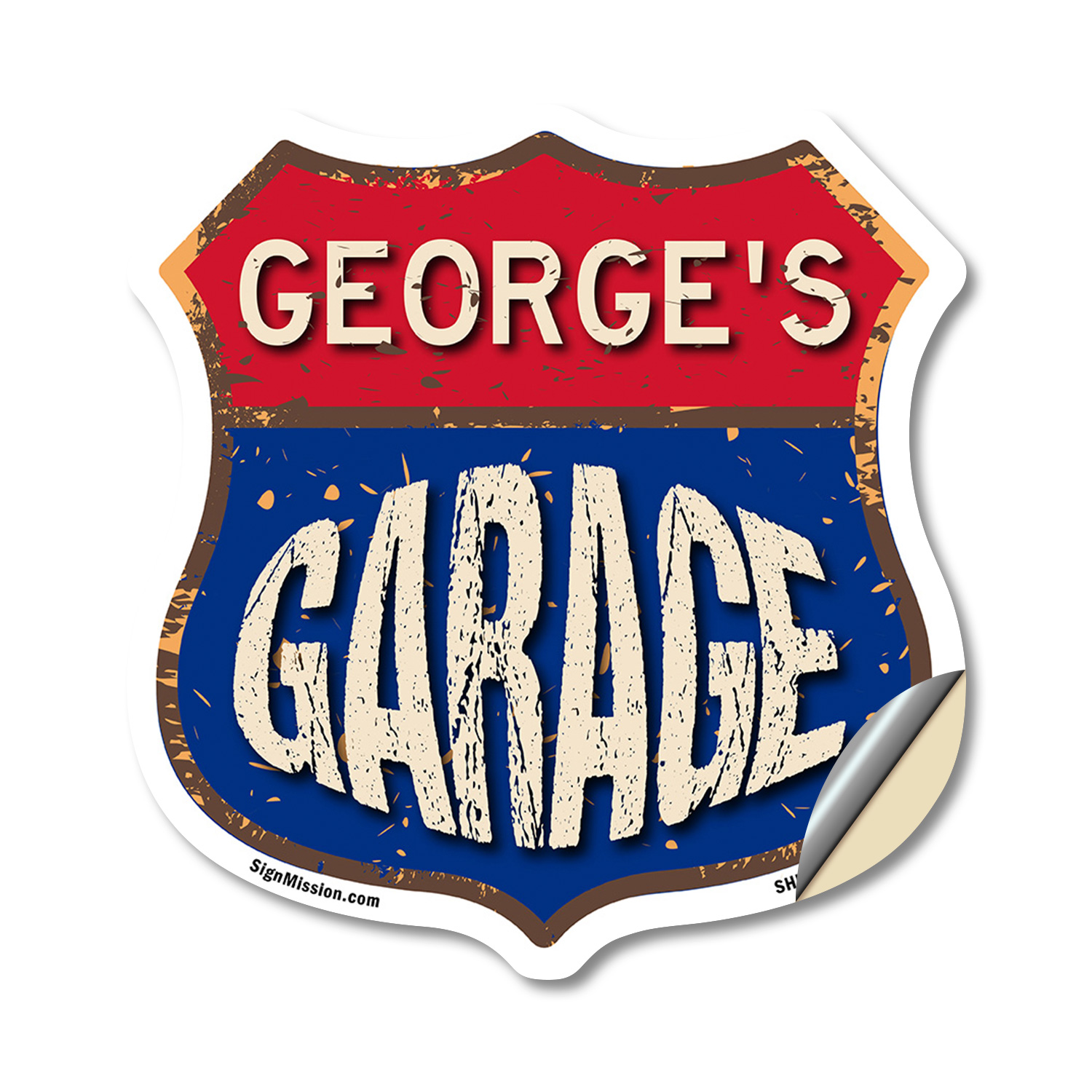 George's Garage Shield Shaped Sign Weather Resistant Crafted in the USA - Picture 44 of 61