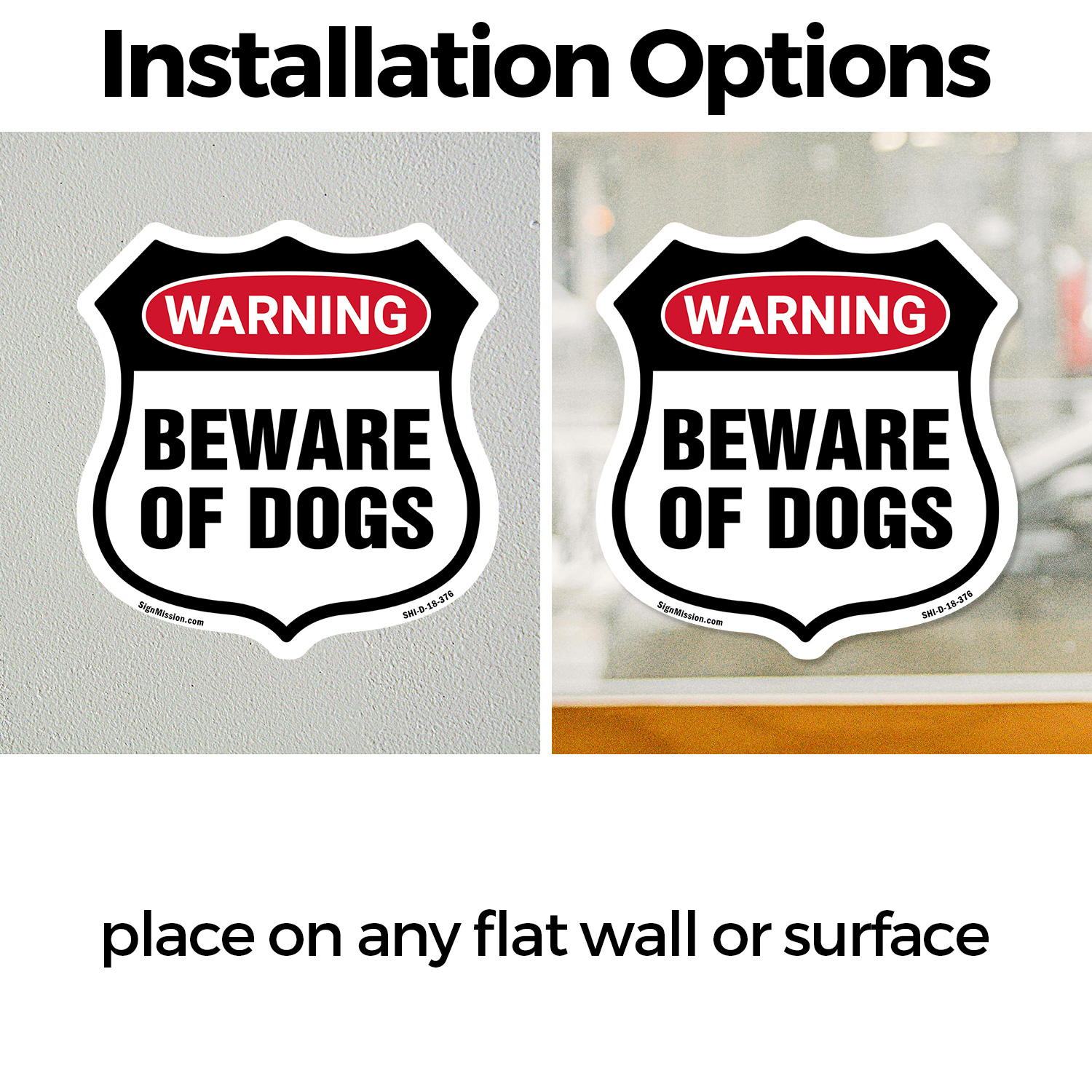 Dog Warning Shield Sign Beware Of Dogs Shield Shaped Sign Weather Resistant - Picture 12 of 37