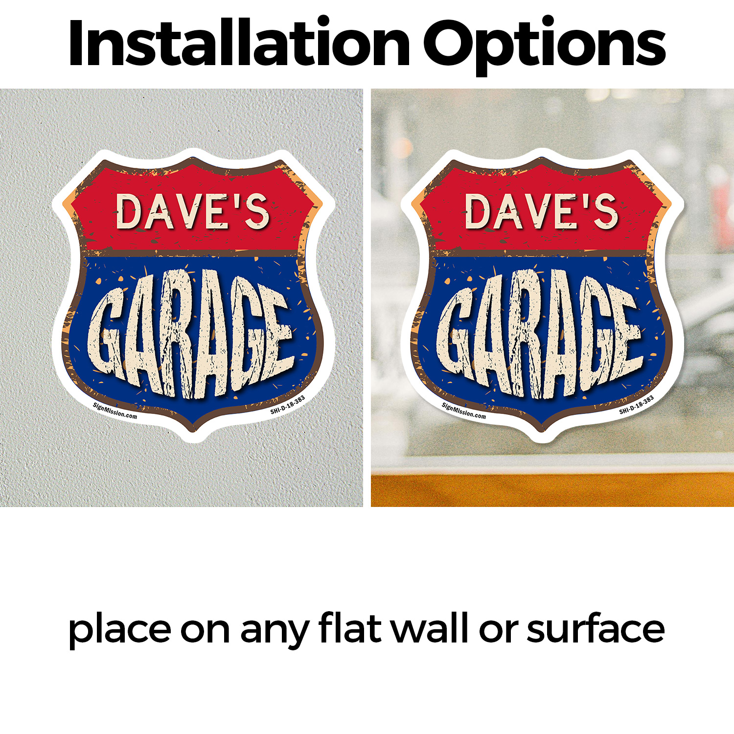 Dave's Garage Shield Shaped Sign Weather Resistant Crafted in the USA - Picture 14 of 41