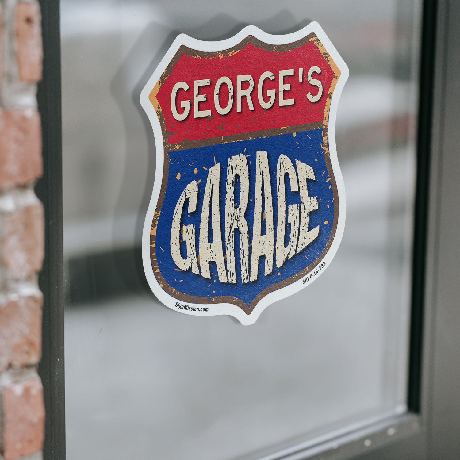 George's Garage Shield Shaped Sign Weather Resistant Crafted in the USA - Picture 11 of 61
