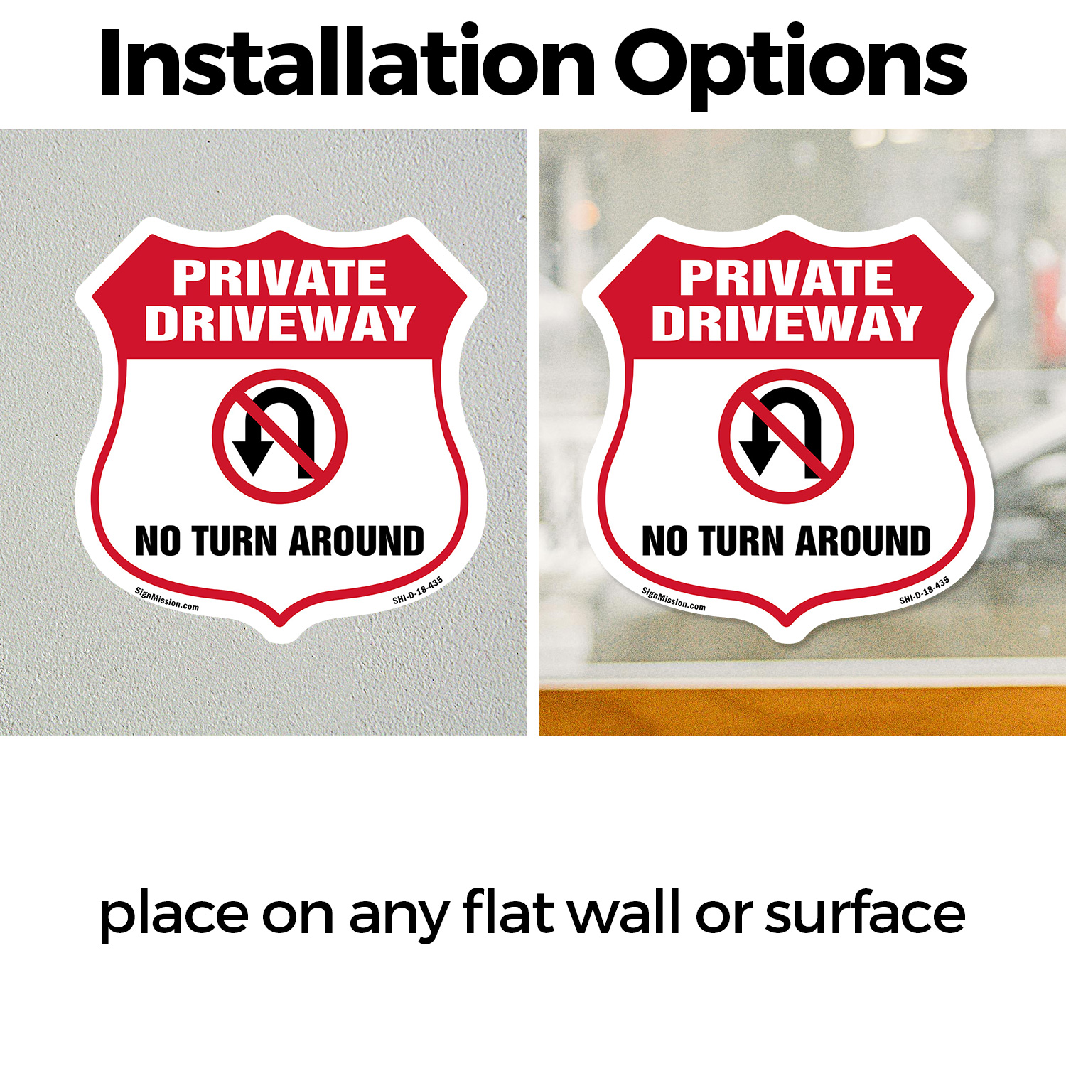 Private Driveway Shield Sign No Turn Around Shield Shaped Sign Weather Resistant - Picture 14 of 41