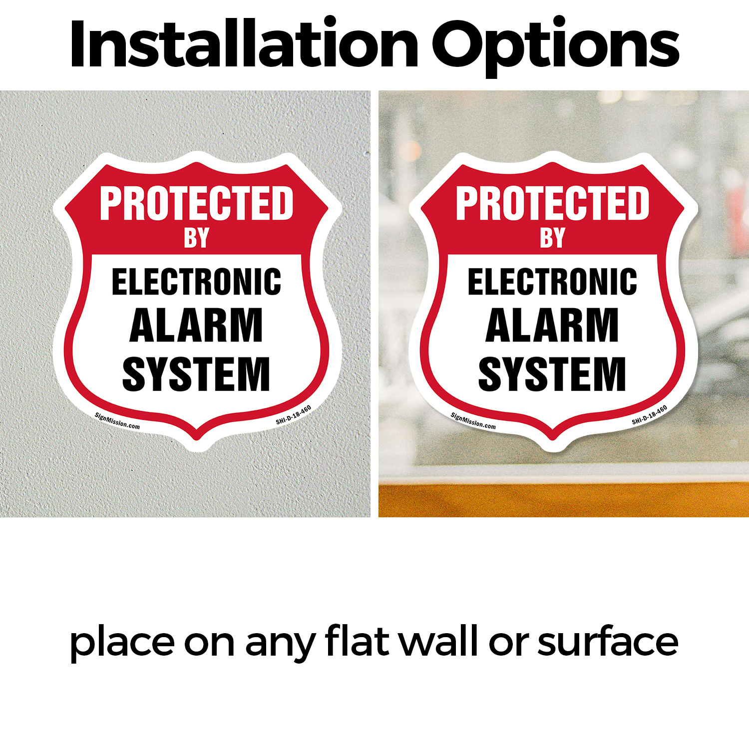 Security Alarm Shield Sign Protected By Electronic Alarm Sys Shield Shaped Sign - Picture 14 of 41