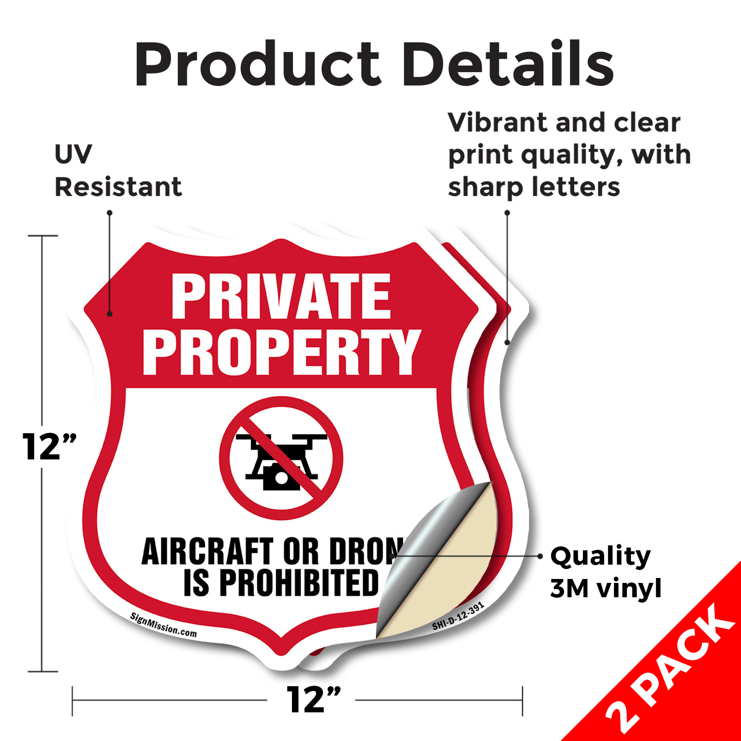 No Drone Shield Sign Aircraft Or Drone Is Prohibited Shield Shaped Sign - Picture 9 of 49