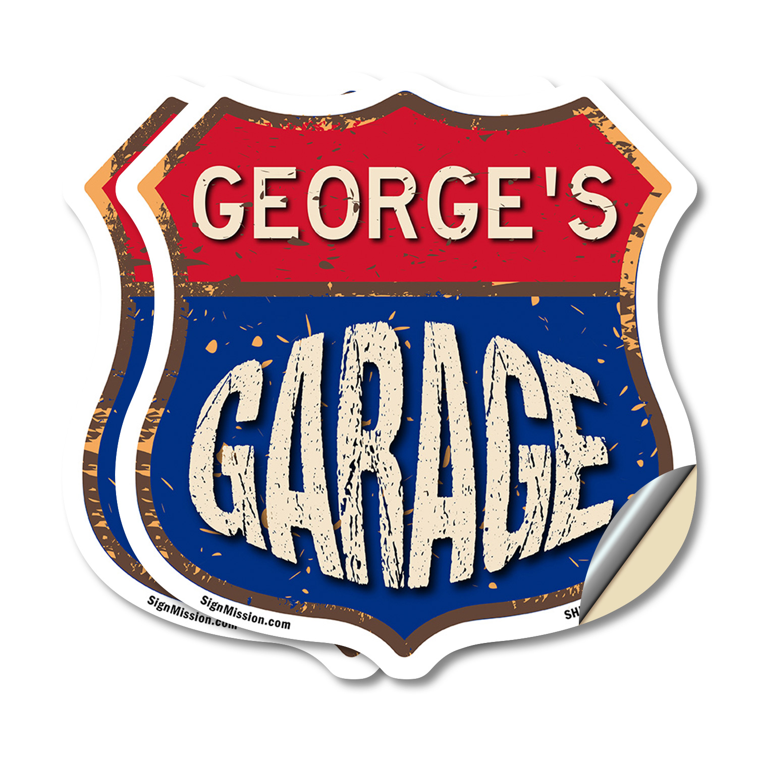 George's Garage Shield Shaped Sign Weather Resistant Crafted in the USA - Picture 14 of 61