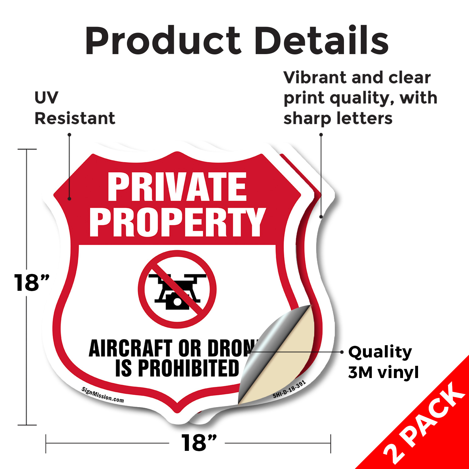 No Drone Shield Sign Aircraft Or Drone Is Prohibited Shield Shaped Sign - Picture 15 of 49