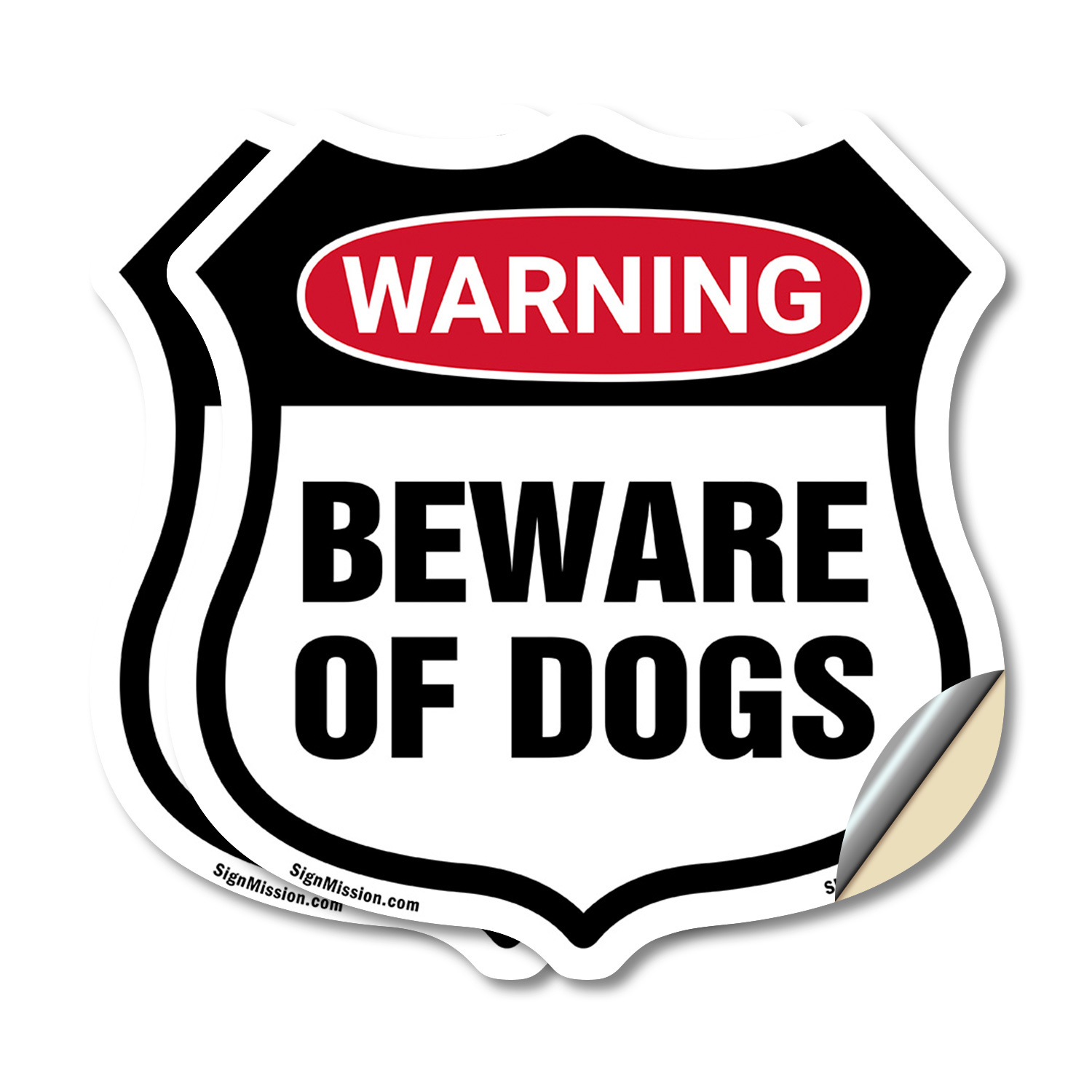 Dog Warning Shield Sign Beware Of Dogs Shield Shaped Sign Weather Resistant - Picture 10 of 37