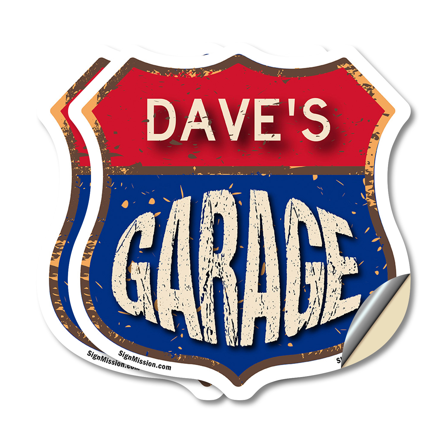 Dave's Garage Shield Shaped Sign Weather Resistant Crafted in the USA - Picture 12 of 41