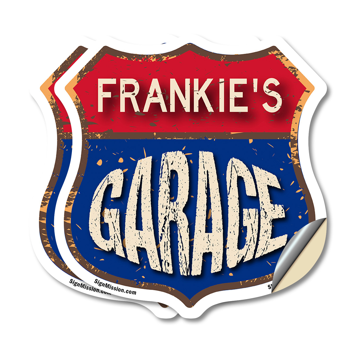 Frankie's Garage Shield Shaped Sign Weather Resistant Crafted in the USA - Picture 12 of 41
