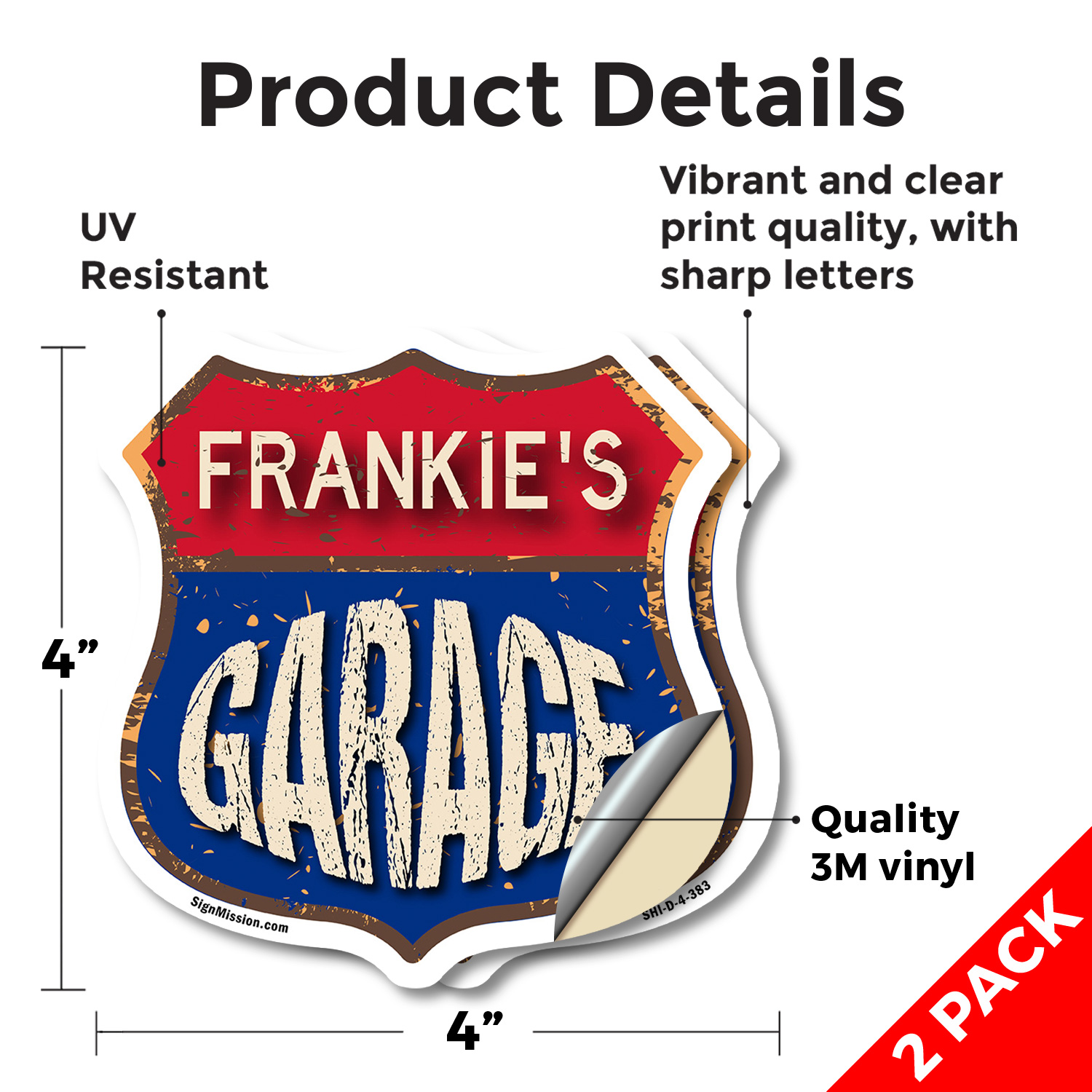 Frankie's Garage Shield Shaped Sign Weather Resistant Crafted in the USA - Picture 13 of 41