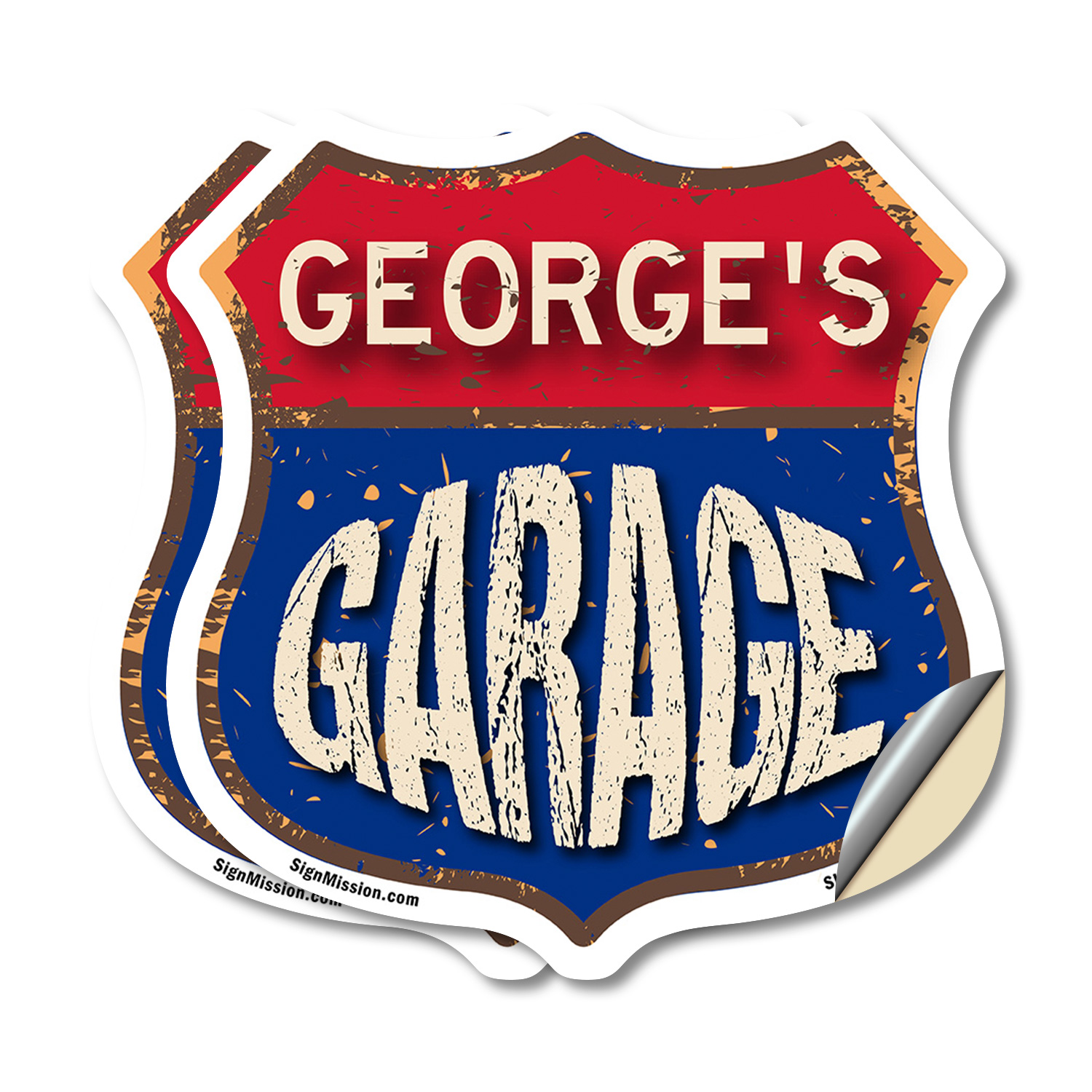 George's Garage Shield Shaped Sign Weather Resistant Crafted in the USA - Picture 20 of 61