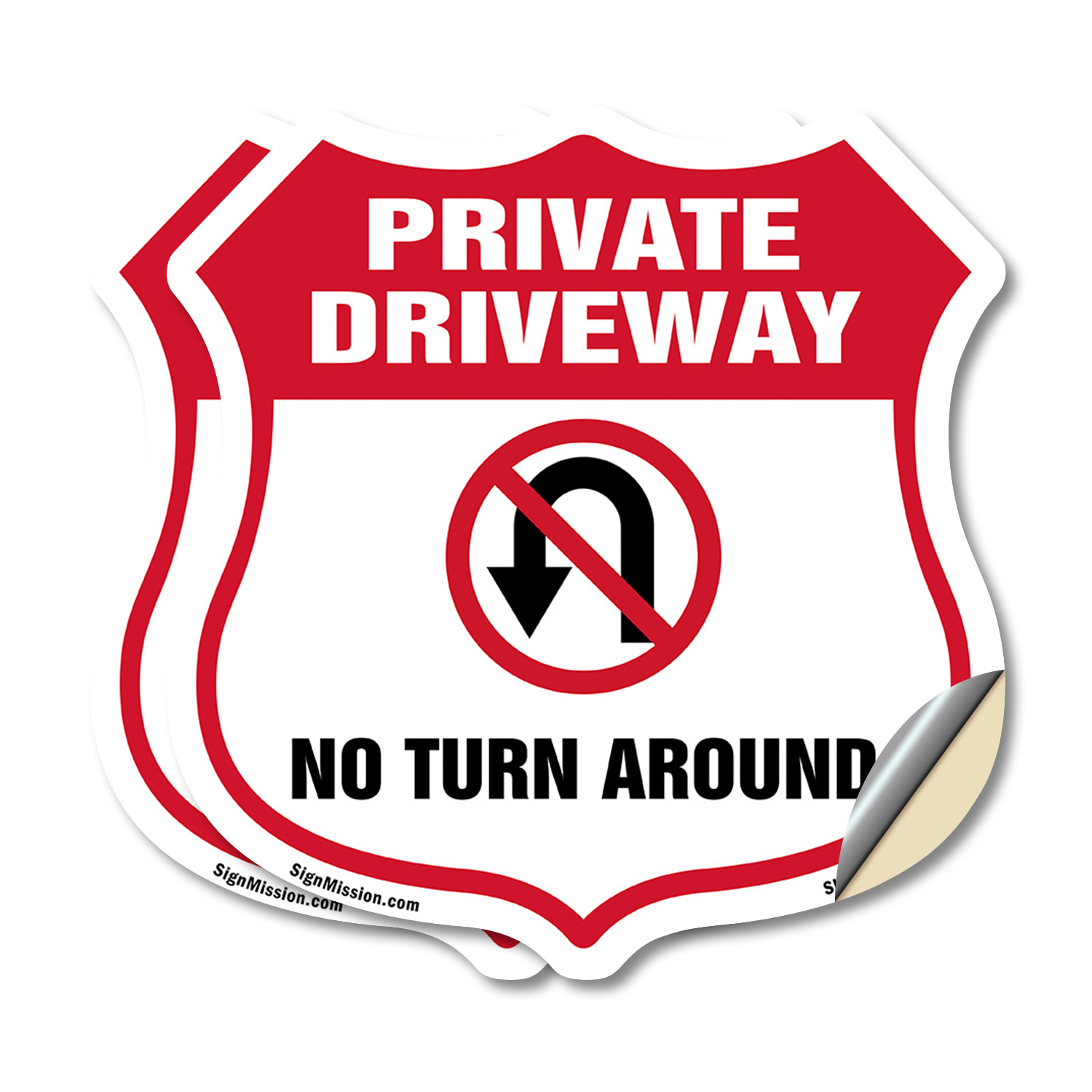 Private Driveway Shield Sign No Turn Around Shield Shaped Sign Weather Resistant - Picture 12 of 41