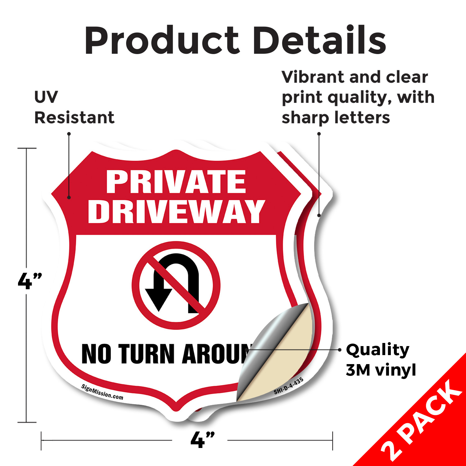 Private Driveway Shield Sign No Turn Around Shield Shaped Sign Weather Resistant - Picture 13 of 41