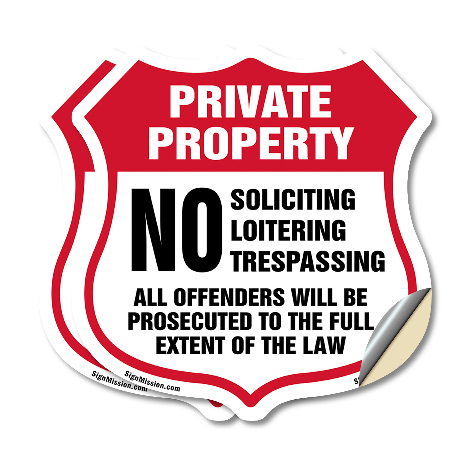 Private Property Shield Sign No Soliciting Loitering Trespas Shield Shaped Sign - Picture 10 of 37