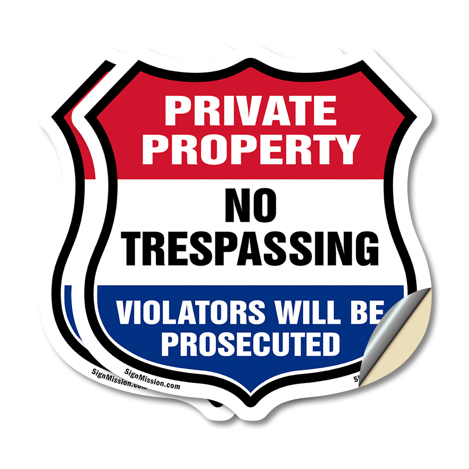 Private Property Shield Sign No Trespassing Violators Will B Shield Shaped Sign - Picture 12 of 41