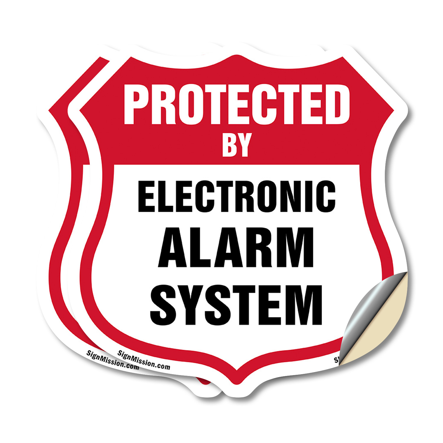 Security Alarm Shield Sign Protected By Electronic Alarm Sys Shield Shaped Sign - Picture 12 of 41
